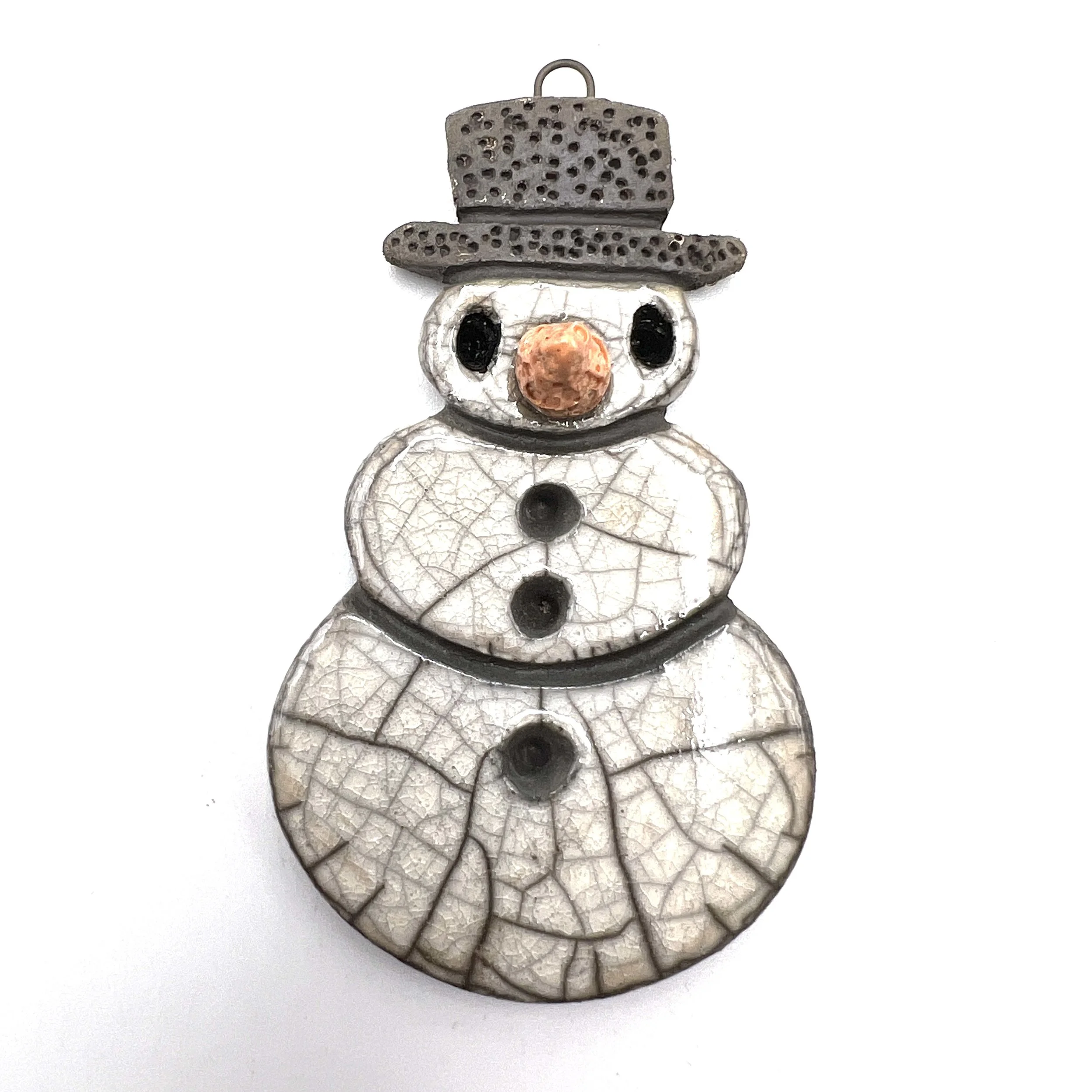 Snowman Ornament or Pendant Ceramic Jewelry Supply Handmade by MAKUstudio