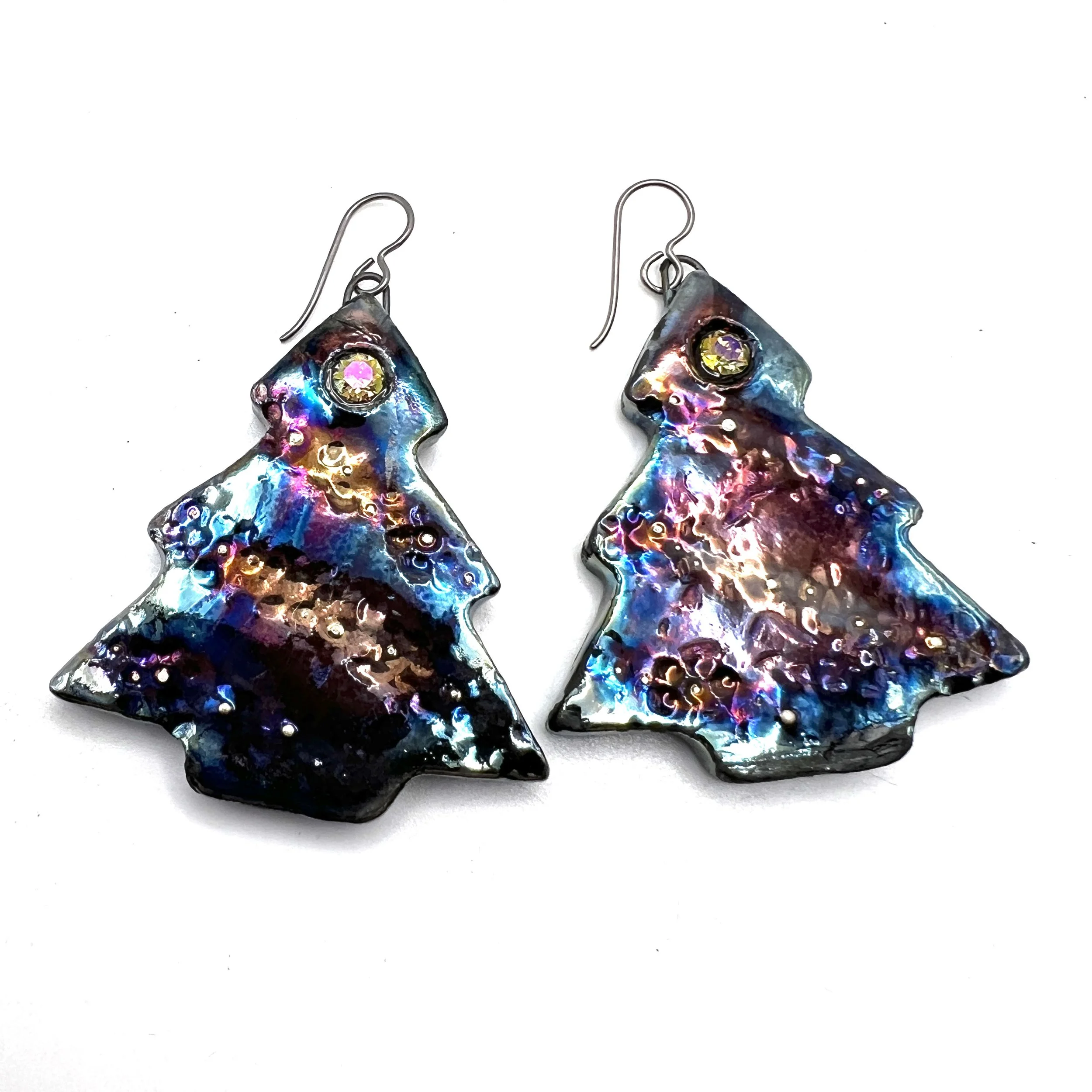 Christmas Tree Earrings Ceramic Jewelry Supply Handmade by MAKUstudio MAKU raku