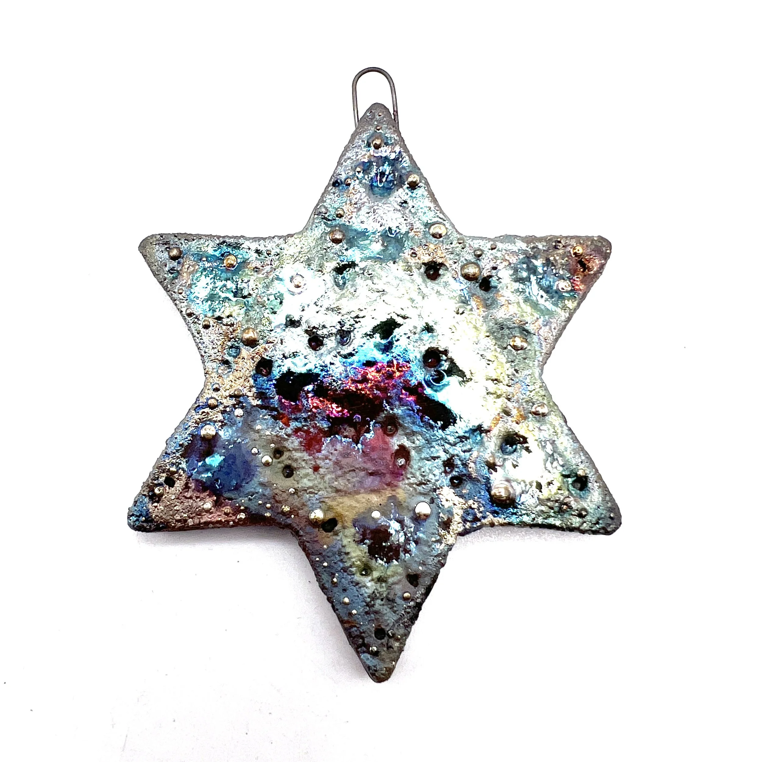 Raku Star of David Hanukkah Ornament or Pendant Ceramic Jewelry Supply Handmade by MAKUstudio MAKU raku