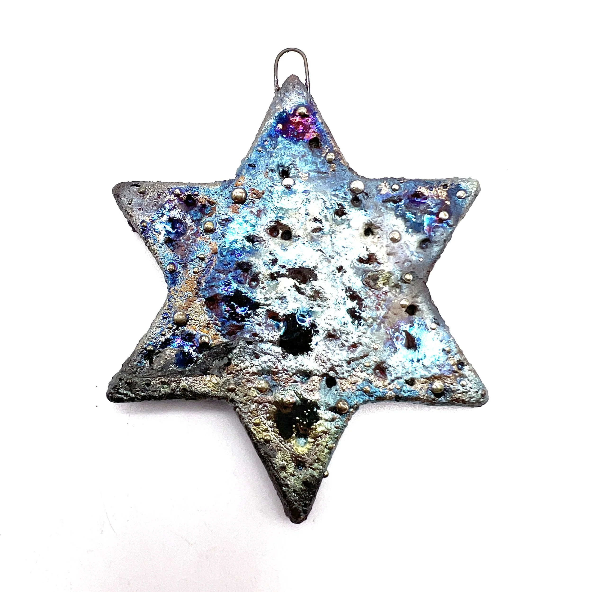 Raku Star of David Hanukkah Ornament or Pendant Ceramic Jewelry Supply Handmade by MAKUstudio MAKU raku