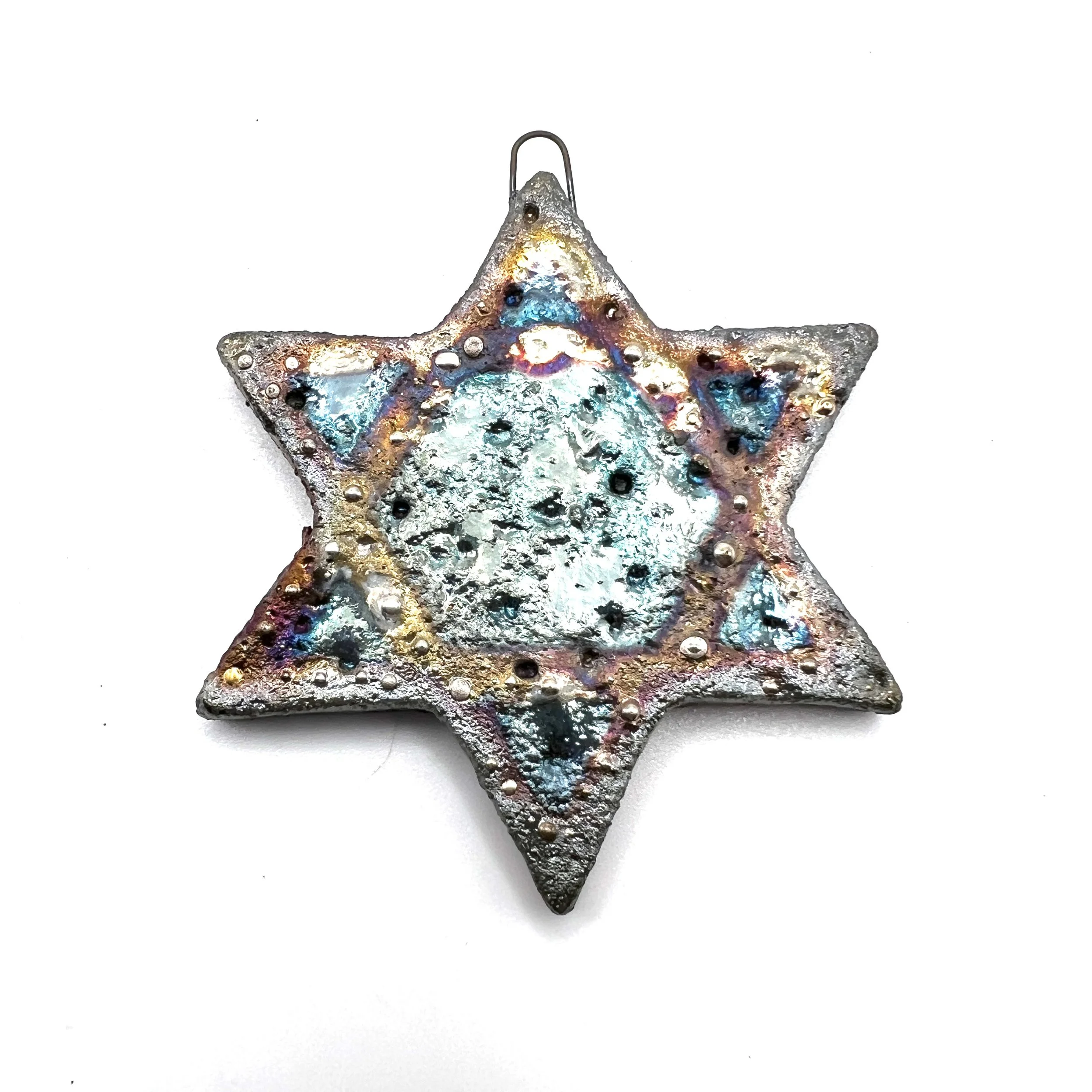 Raku Star of David Hanukkah Ornament or Pendant Ceramic Jewelry Supply Handmade by MAKUstudio MAKU raku