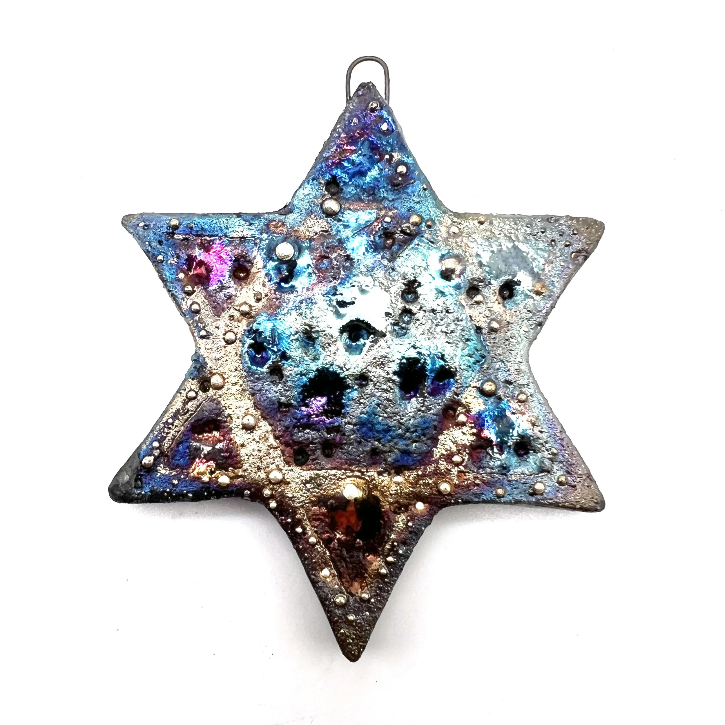 Raku Star of David Hanukkah Ornament or Pendant Ceramic Jewelry Supply Handmade by MAKUstudio MAKU raku