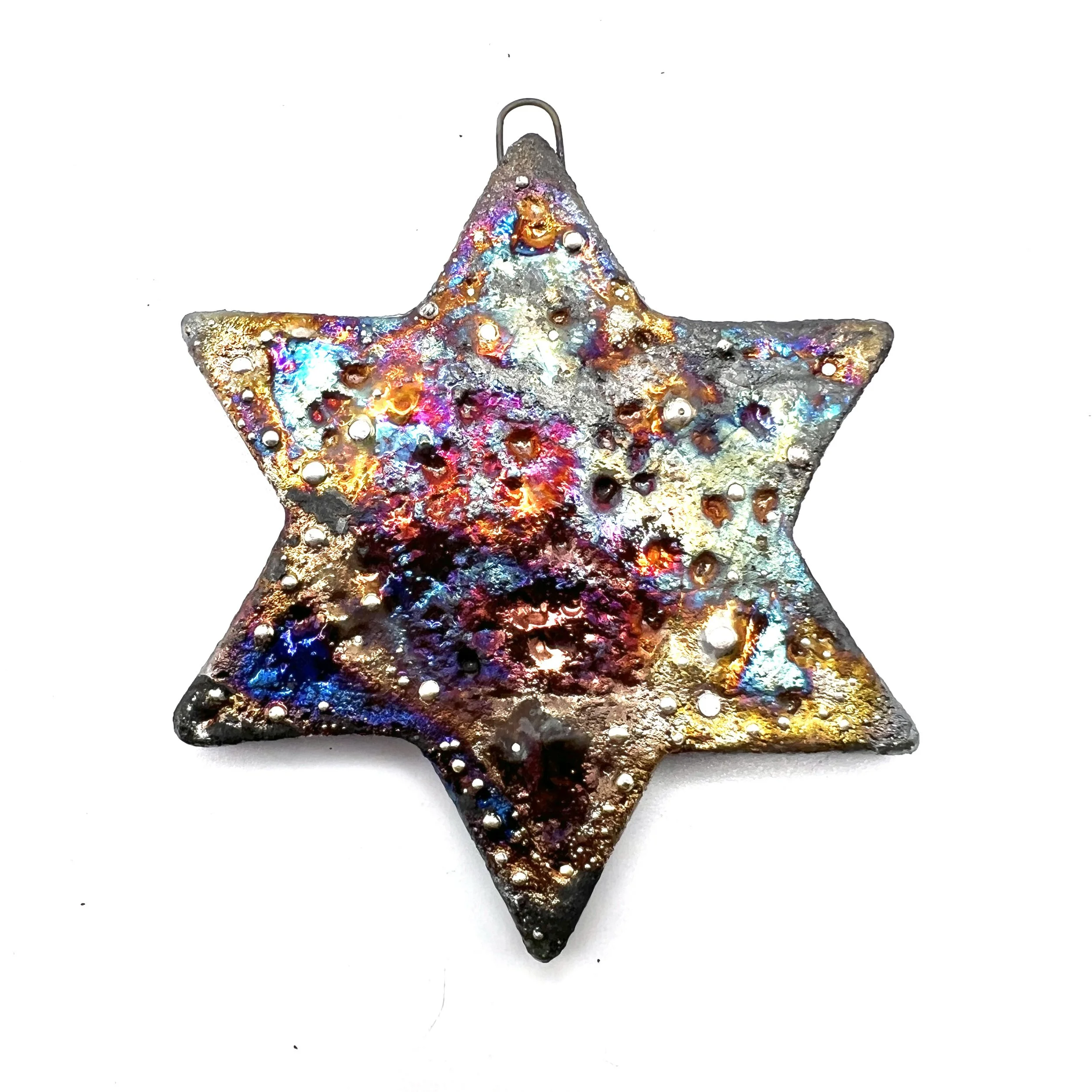 Raku Star of David Hanukkah Ornament or Pendant Ceramic Jewelry Supply Handmade by MAKUstudio MAKU raku