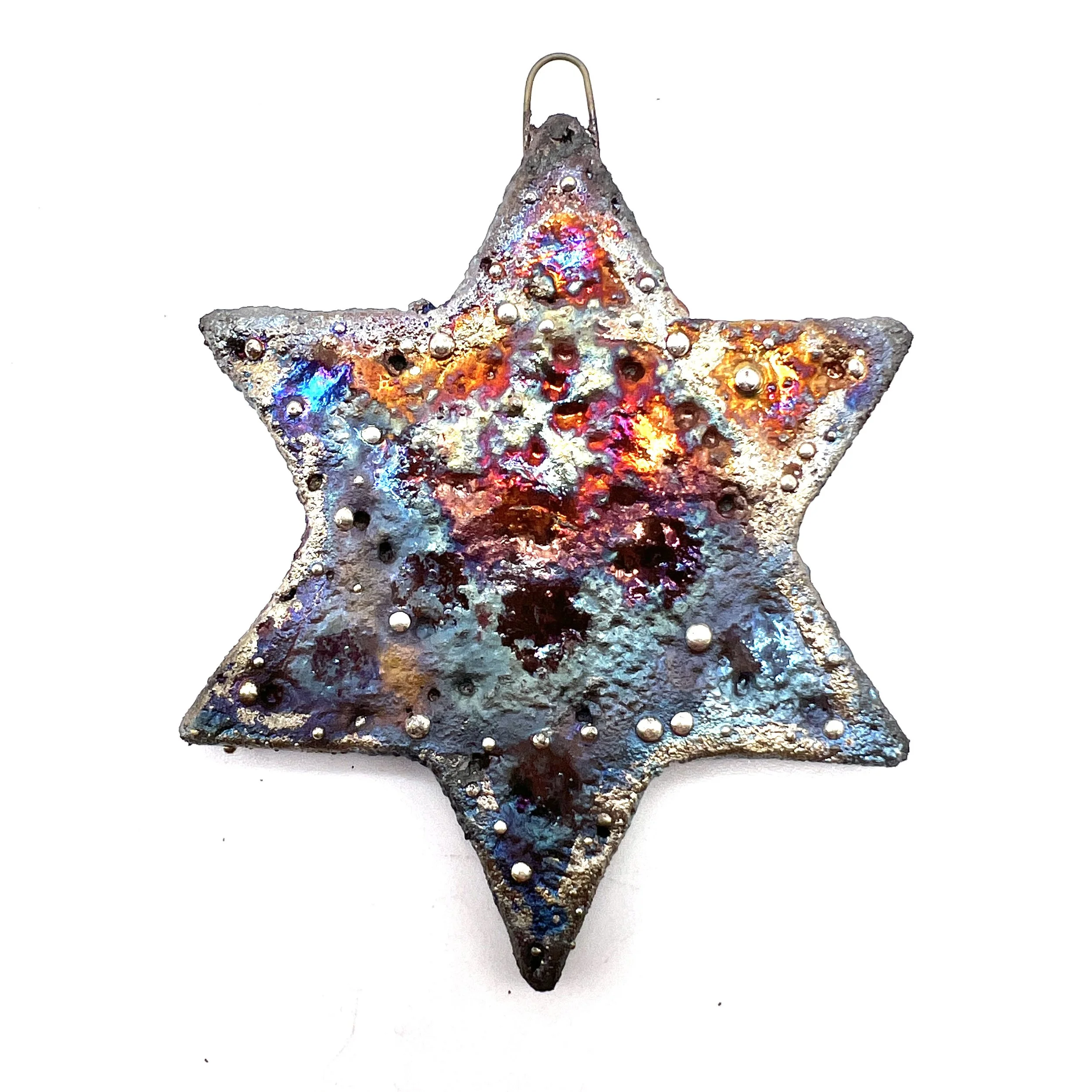 Raku Star of David Hanukkah Ornament or Pendant Ceramic Jewelry Supply Handmade by MAKUstudio MAKU raku