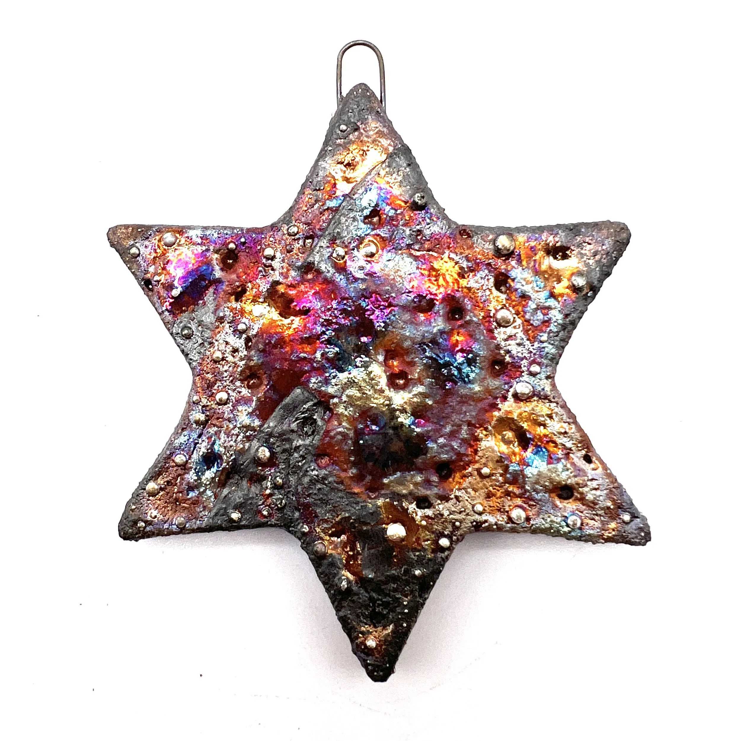 Raku Star of David Hanukkah Ornament or Pendant Ceramic Jewelry Supply Handmade by MAKUstudio MAKU raku