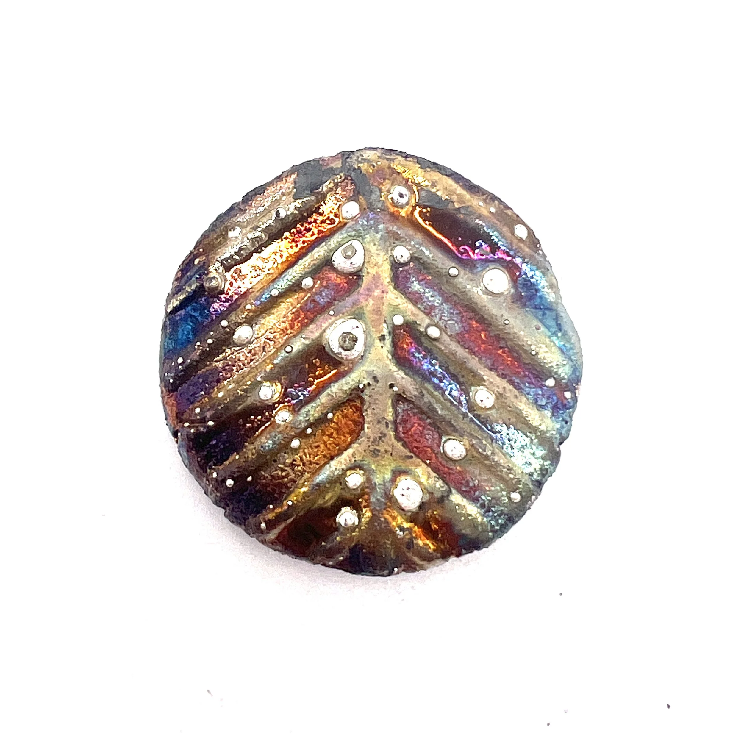 Leaf Veins Raku Cabochon Jewelry Supply Handmade by MAKUstudio MAKU raku