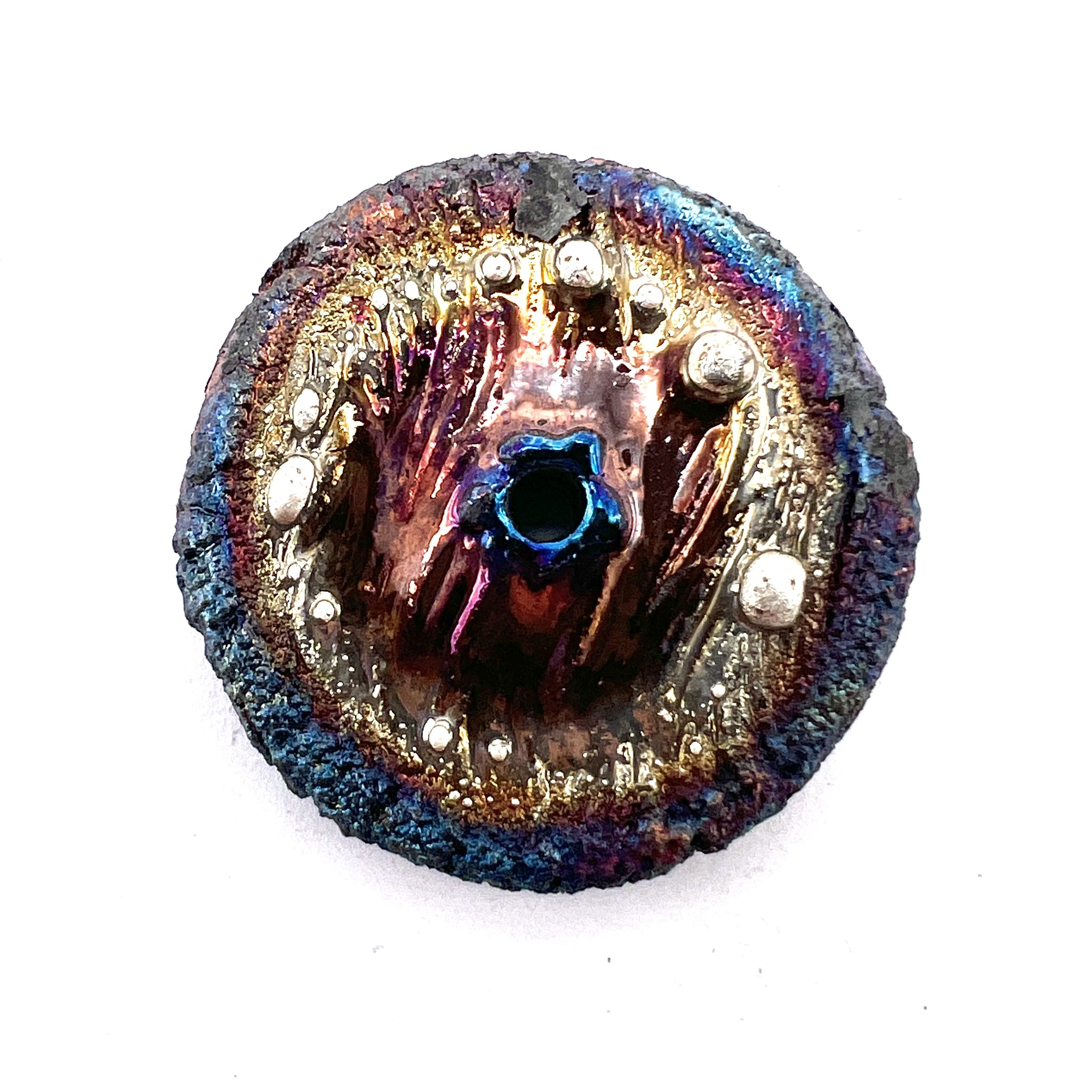 Disc Raku Cabochon Donut Bead Ceramic Jewelry Supplies Handmade by MAKUstudio MAKU raku
