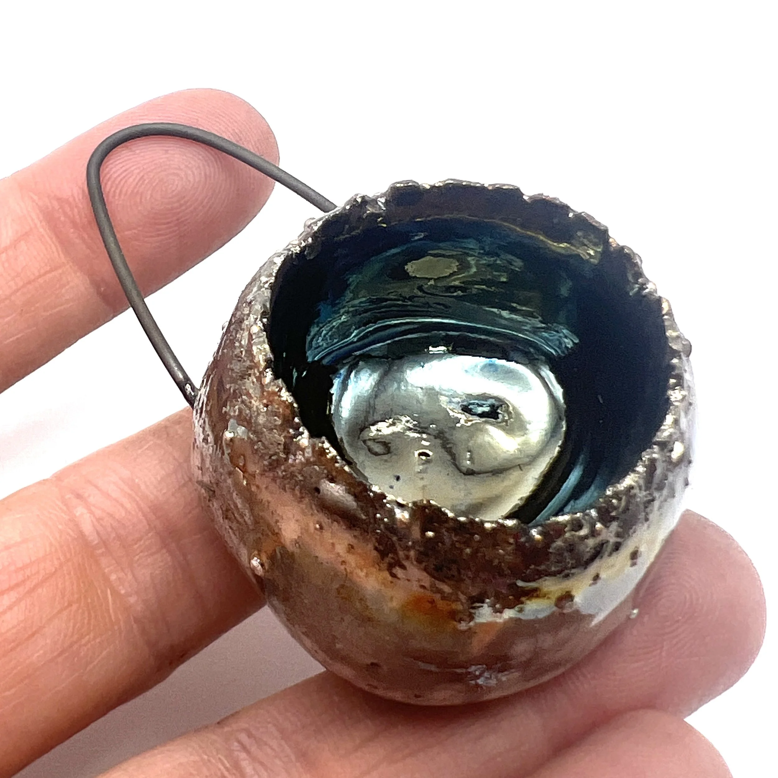 Large Raku Pod Pendant Ceramic Jewelry Supply Handmade by MAKUstudio MAKU raku