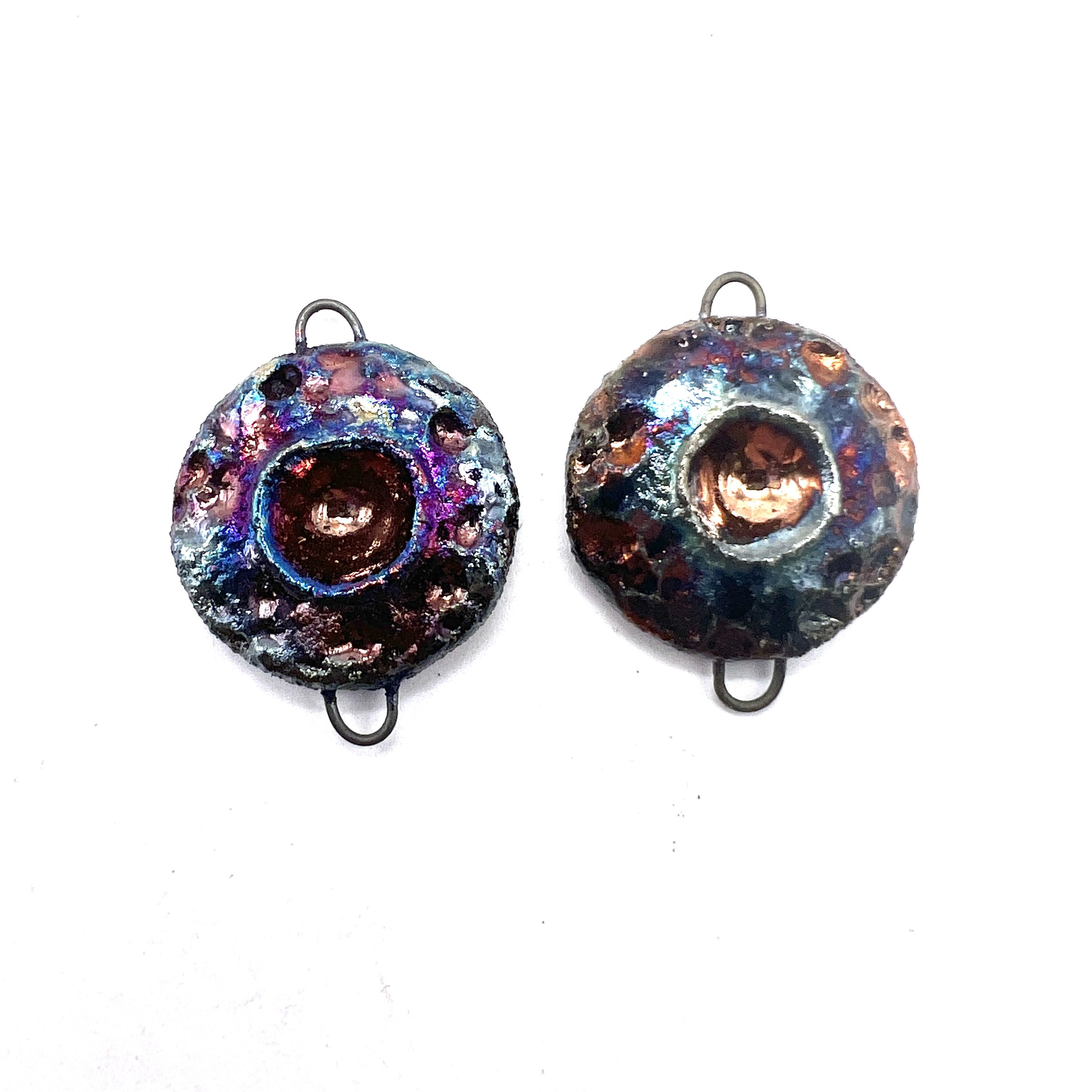 Set of 2 Raku Spiral Earring Connectors Ceramic Jewelry Supply Handmade by MAKUstudio