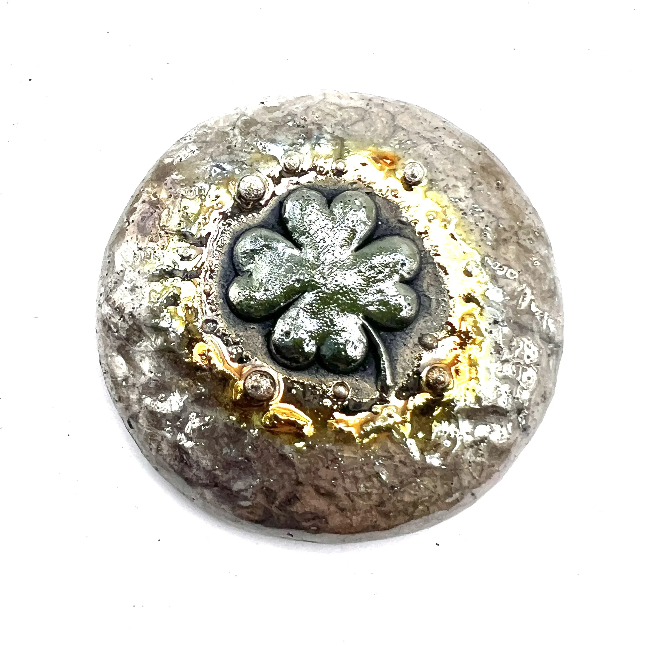 Raku 4 Leaf Clover Good Luck St Patrick's Day Shamrock Cabochon Jewelry Supply Handmade by MAKUstudio MAKU raku