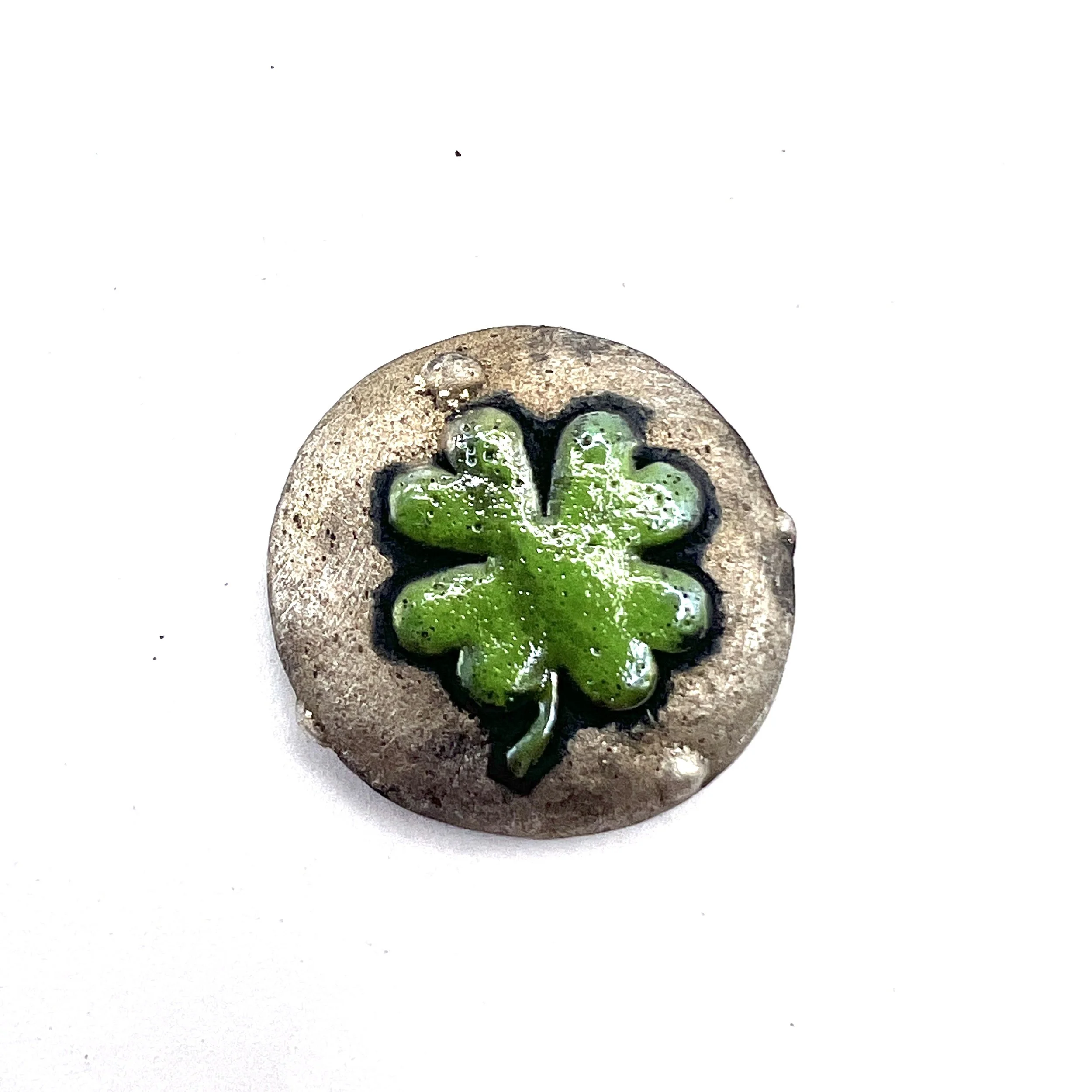 Raku 4 Leaf Clover Good Luck St Patrick's Day Shamrock Cabochon Jewelry Supply Handmade by MAKUstudio MAKU raku