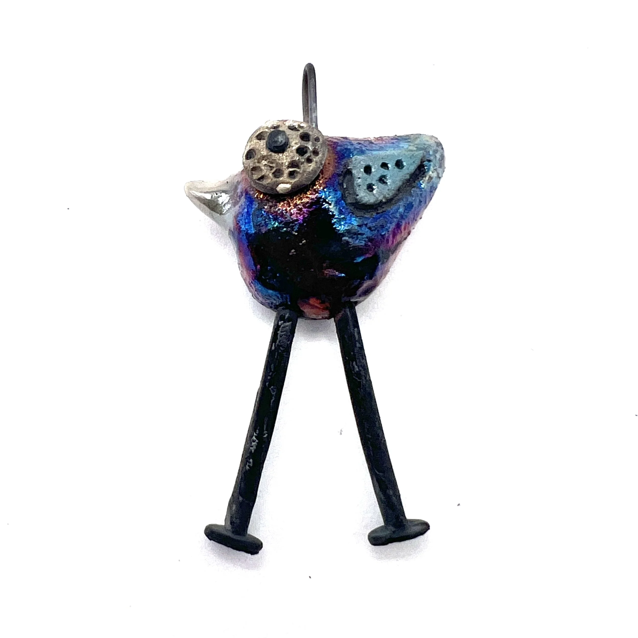 Raku Bird Bird with Legs Ceramic Pendant Raku Jewelry Supplies Handmade by MAKUstudio MAKU raku