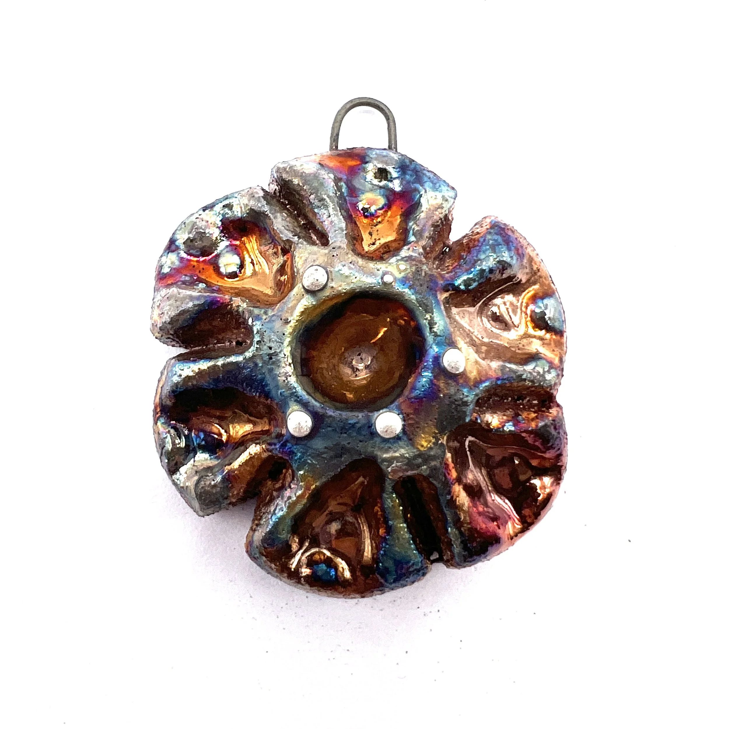 Flower Raku Ceramic Pendant Raku Jewelry Supply Handmade by  MAKUstudio MAKU raku