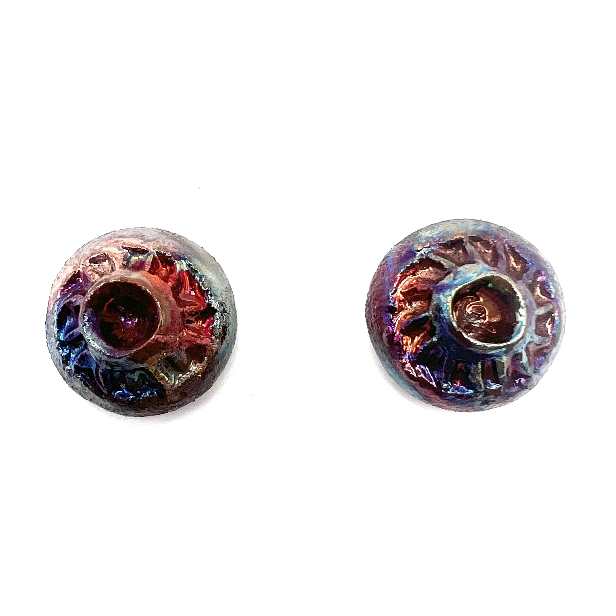 Set of 2 Round Raku Cabochons Ceramic Pottery Jewelry Supplies Handmade by MAKUstudio MAKU raku