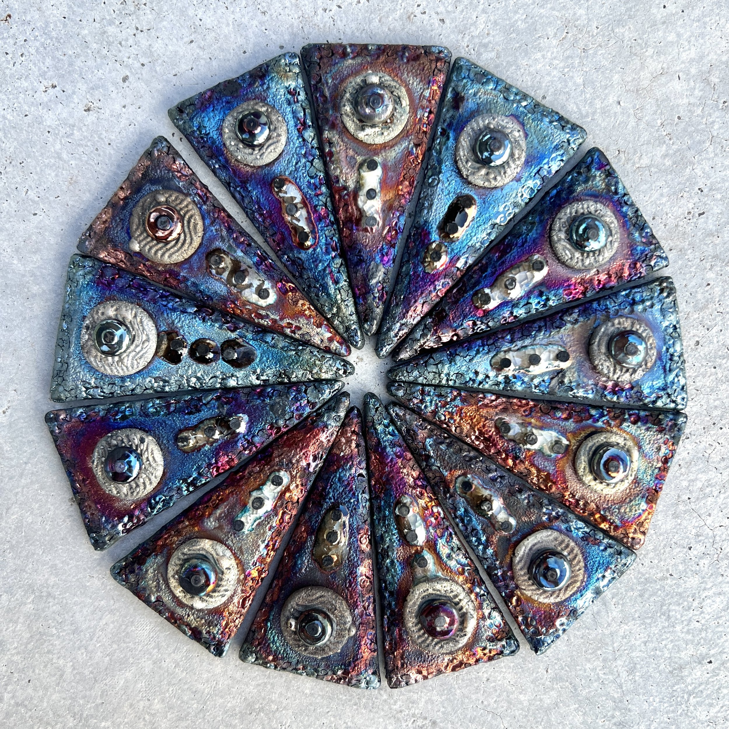 Special Price! Triangle Raku Cabochon Ceramic Jewelry Supply Handmade by MAKUstudio MAKU raku