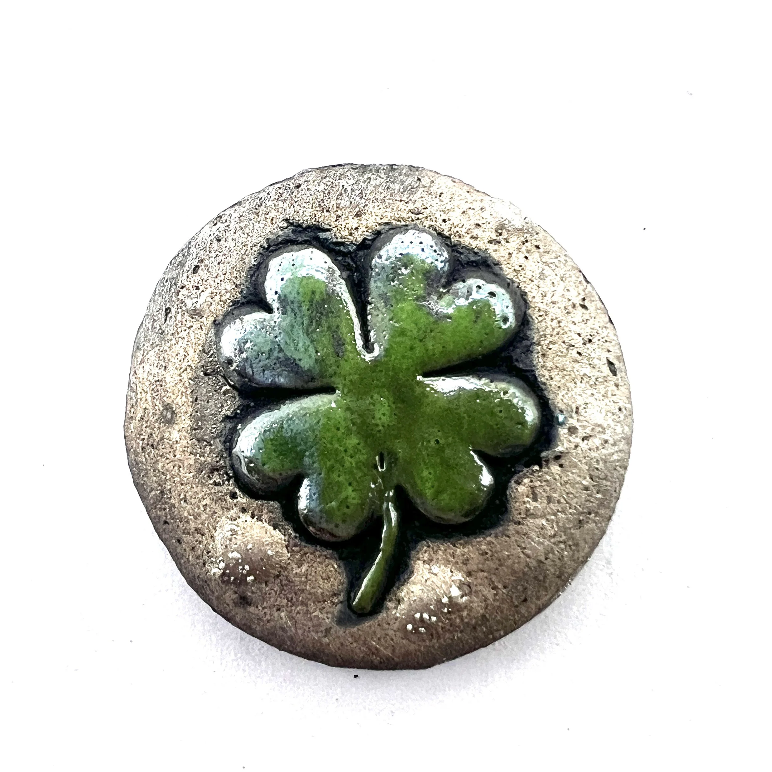 Raku 4 Leaf Clover Good Luck St Patrick's Day Shamrock Cabochon Jewelry Supply Handmade by MAKUstudio MAKU raku