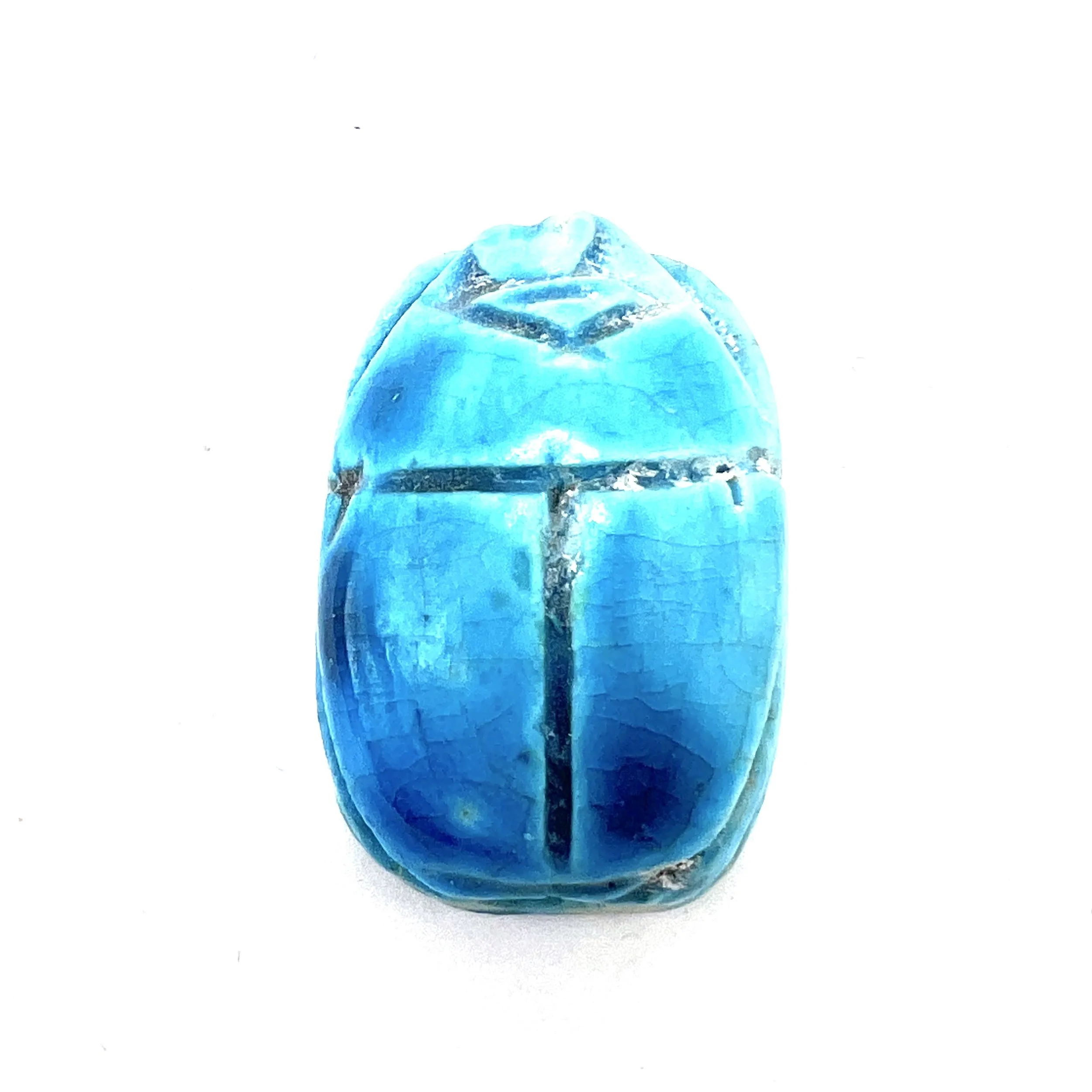 Turquoise Blue Colored Egyptian Scarab Bead Large with Vertical Hole Jewelry Supplies MAKUstudio MAKU raku