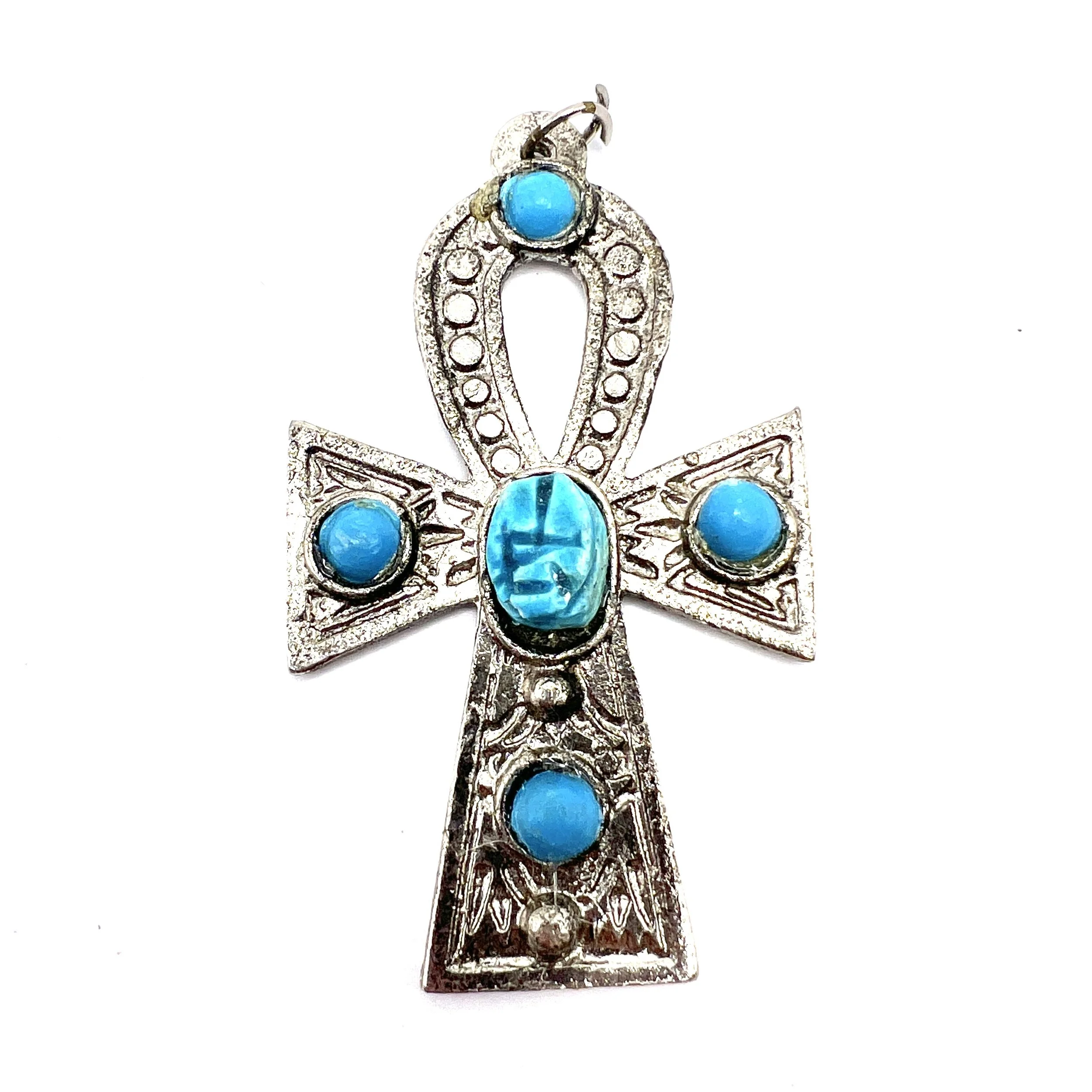 Egyptian Ankh with Scarab Pendant MAKUstudio MAKU raku