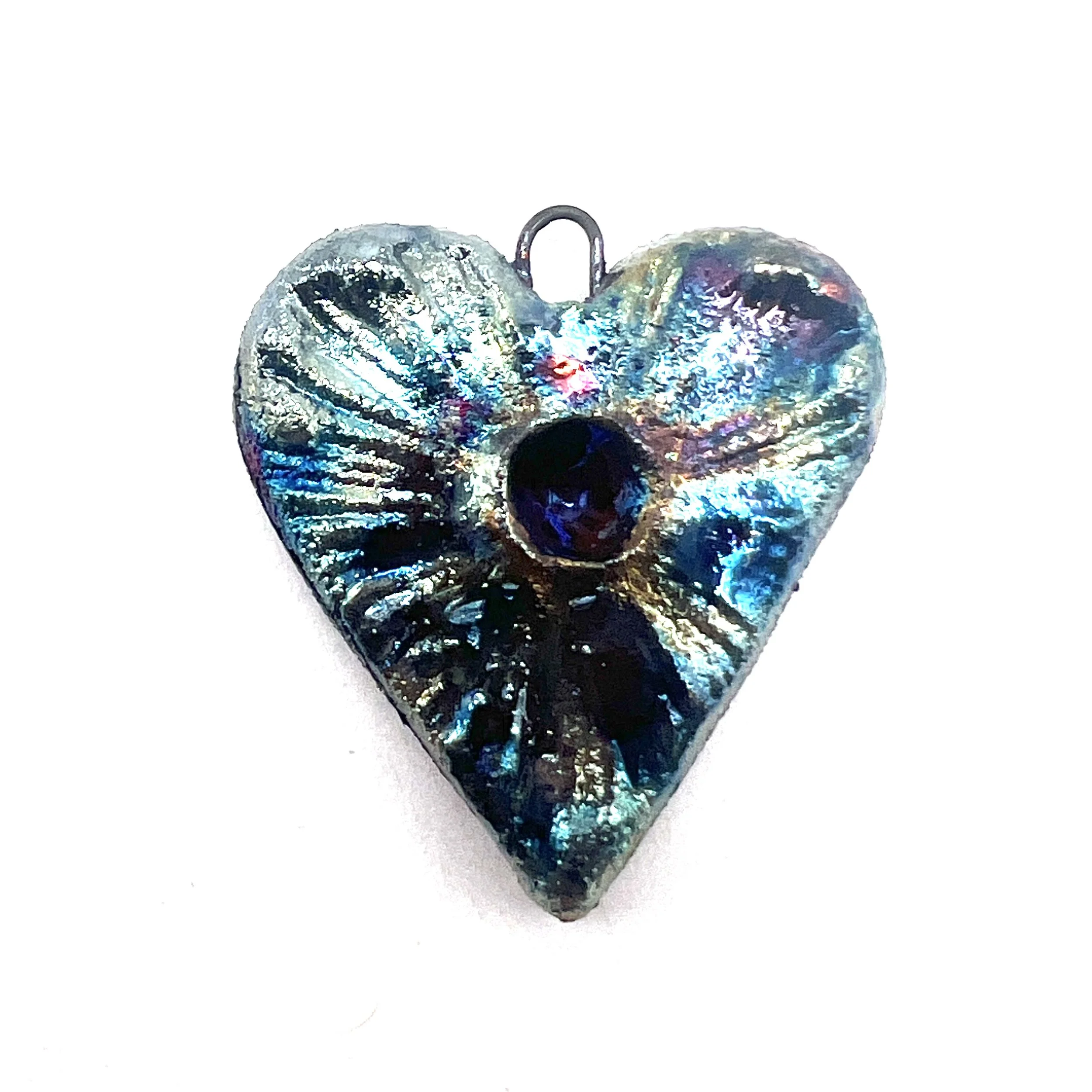 Raku Heart Pendant Ceramic Jewelry Supply Handmade by MAKUstudio MAKU raku