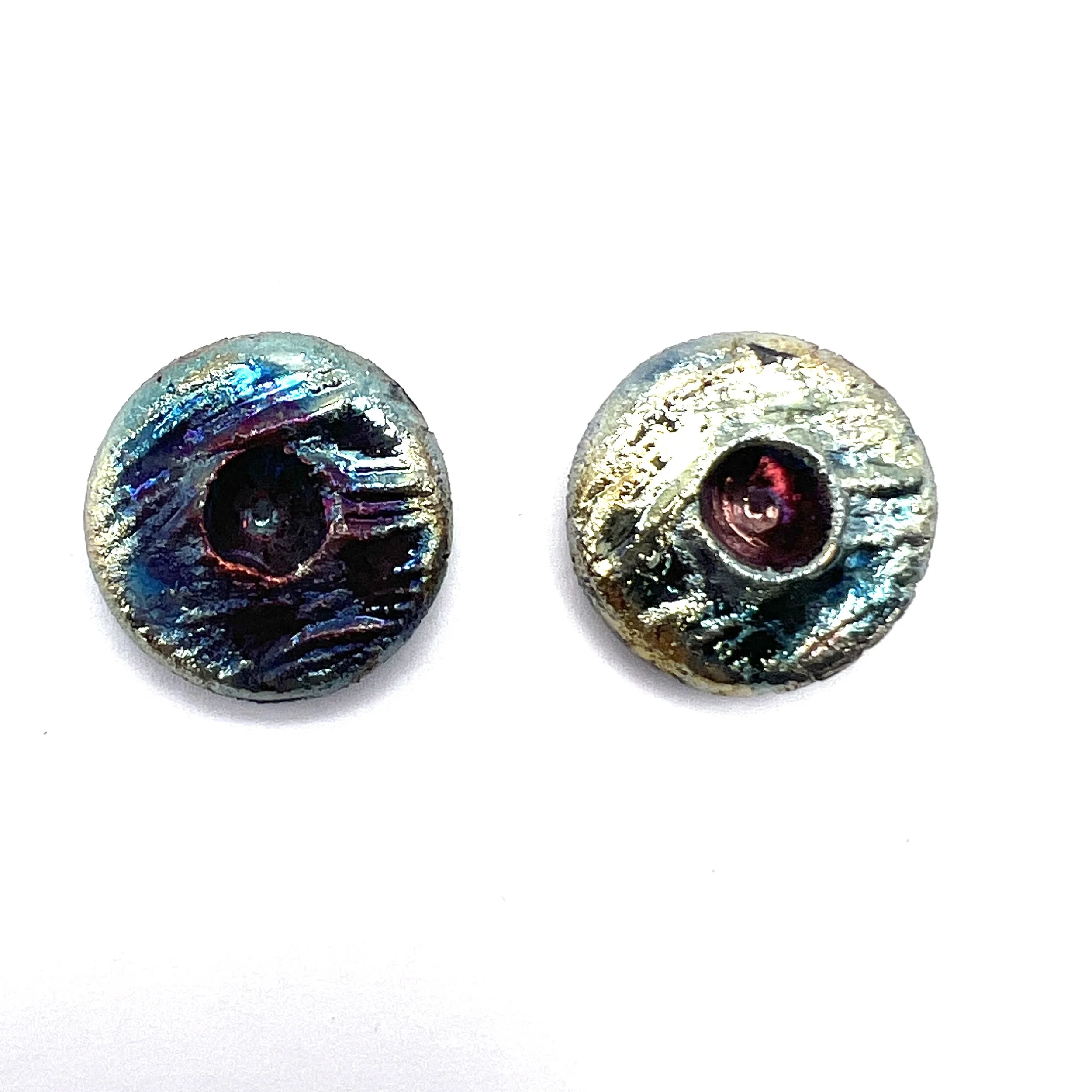 Set of 2 Round Raku Cabochons Ceramic Pottery Jewelry Supplies Handmade by MAKUstudio MAKU raku