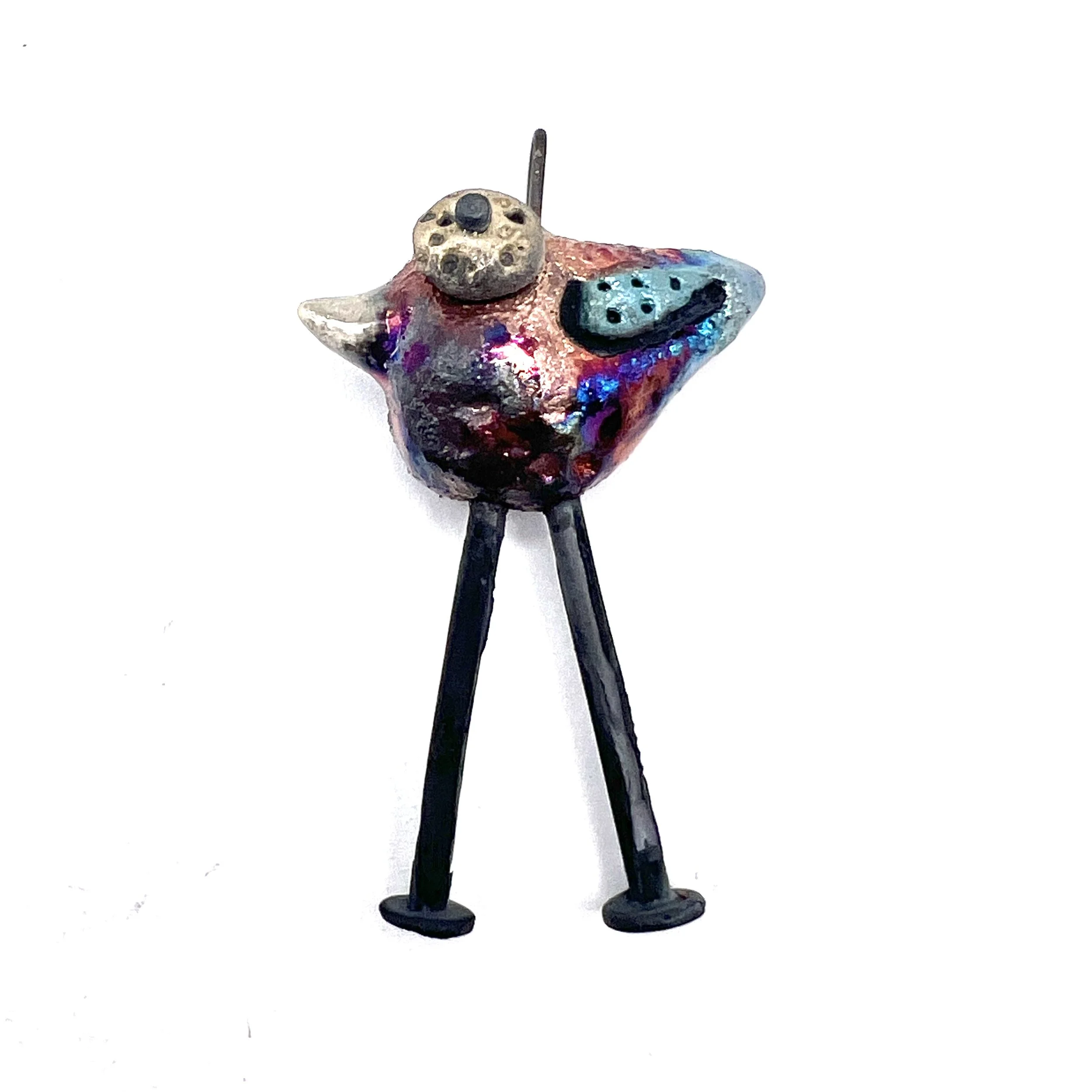 Raku Bird Bird with Legs Ceramic Pendant Raku Jewelry Supplies Handmade by MAKUstudio MAKU raku