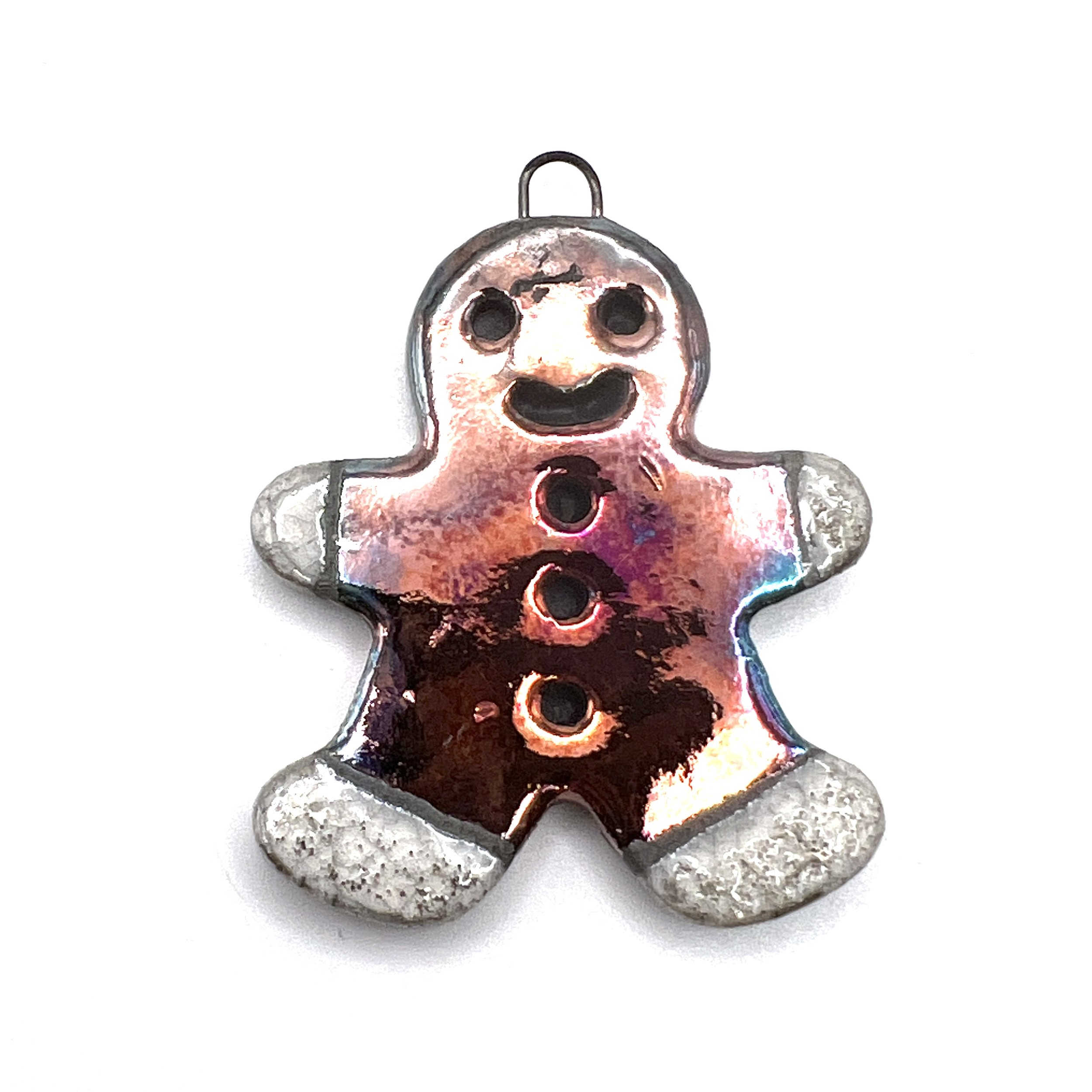 Gingerbread Man Ornament or Pendant Ceramic Jewelry Supply Handmade by MAKUstudio MAKU raku