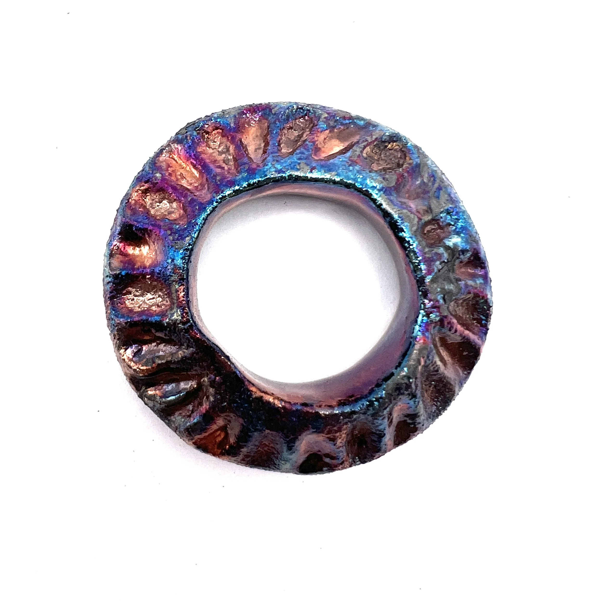 Raku Donut Cabochon or Pendant Ceramic Jewelry Supply by MAKUstudio MAKU raku