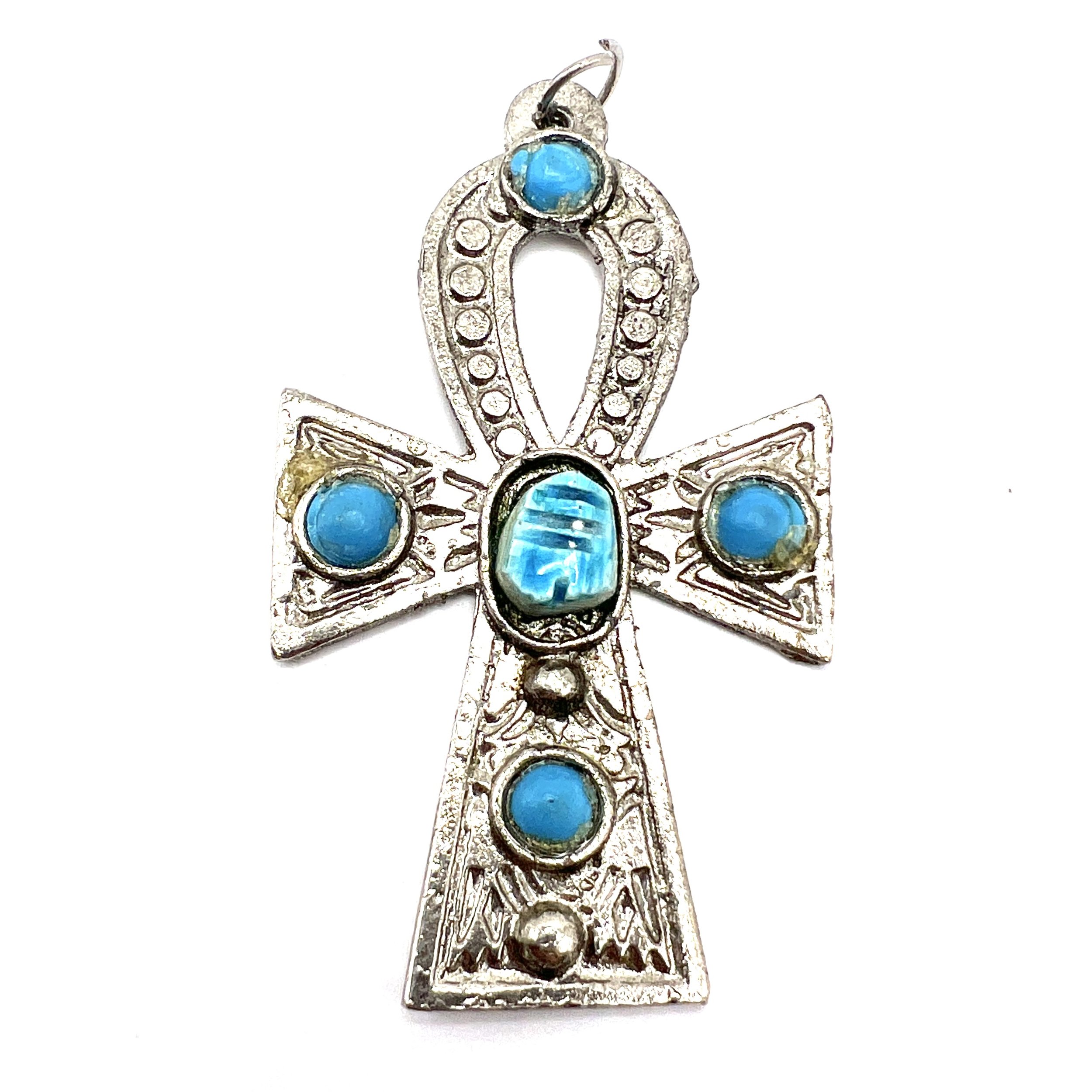 Egyptian Ankh with Scarab Pendant MAKUstudio MAKU raku