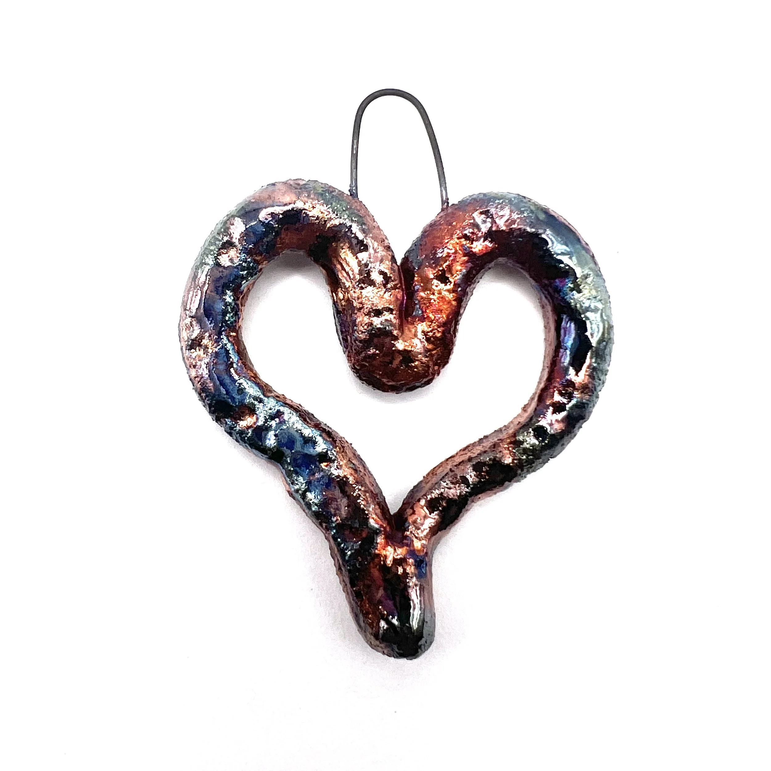 BIG BIG SALE! Open Heart Raku Pendant Ceramic Jewelry Supply Handmade by MAKUstudio MAKU raku