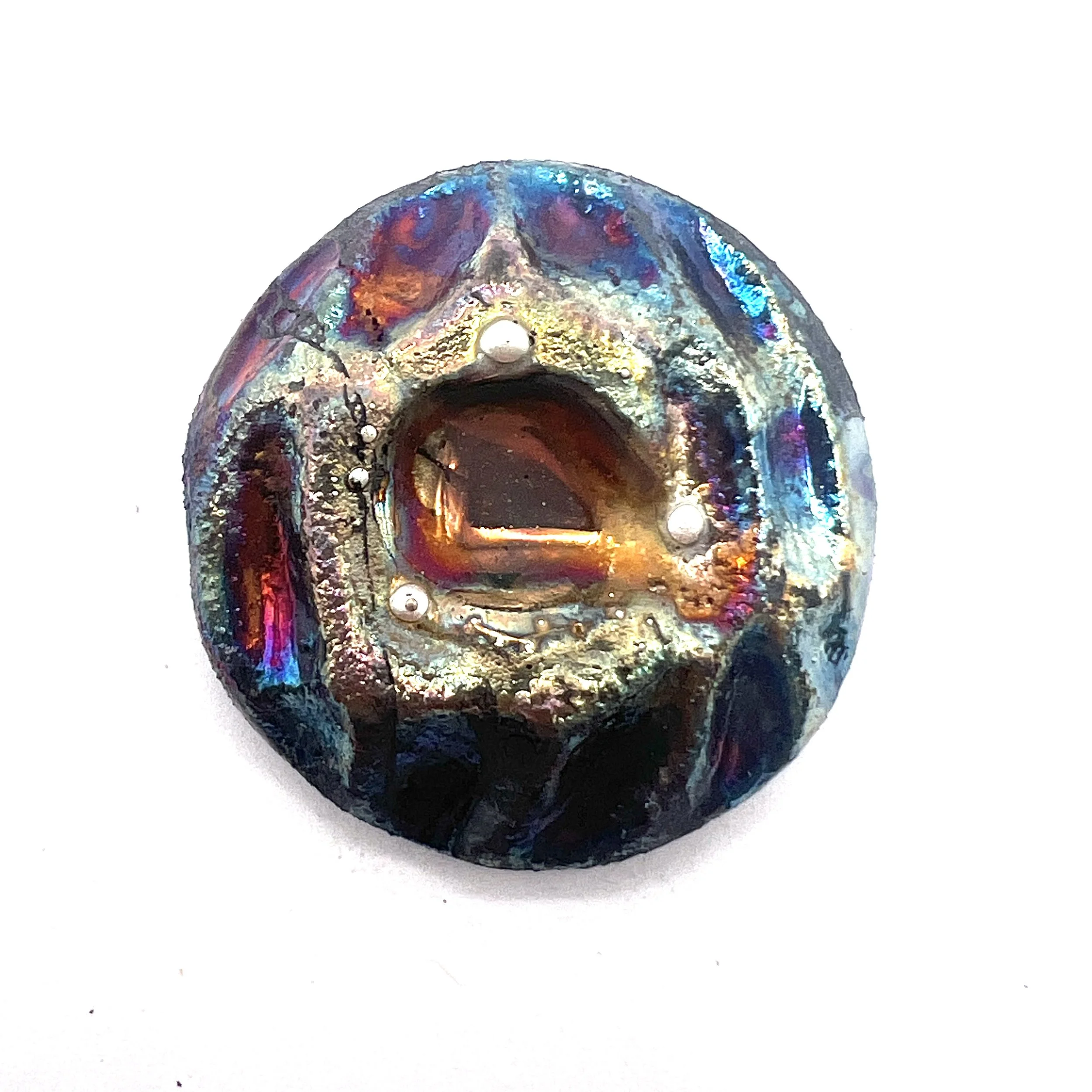 Glass in the Middle Raku Cabochon Jewelry Supply Handmade by MAKUstudio MAKU raku