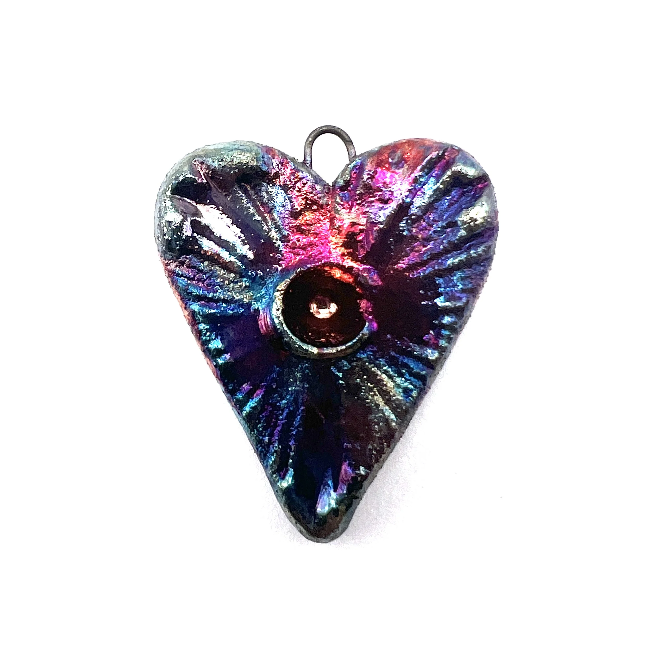 Raku Heart Pendant Ceramic Jewelry Supply Handmade by MAKUstudio MAKU raku