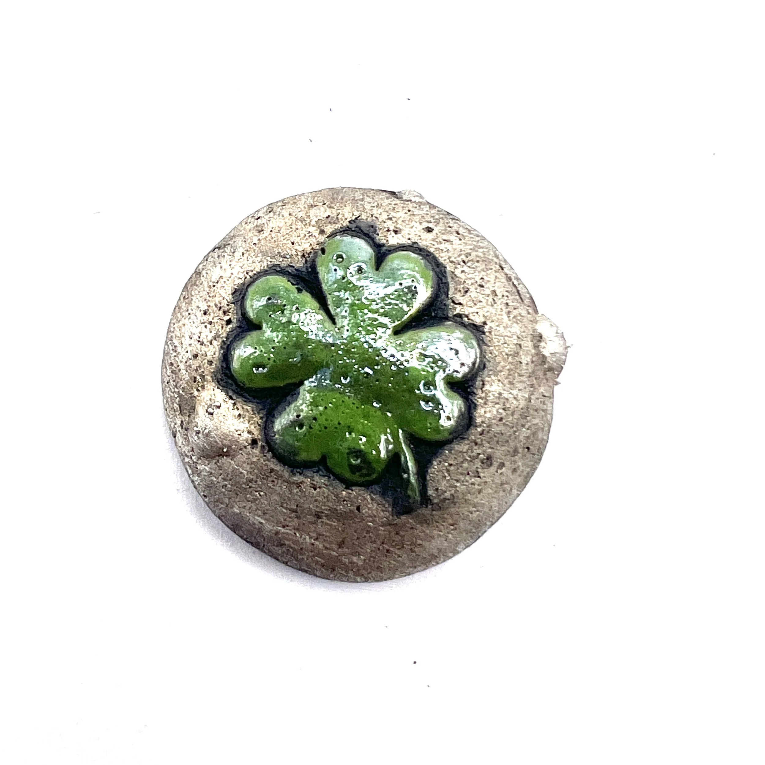 Raku 4 Leaf Clover Good Luck St Patrick's Day Shamrock Cabochon Jewelry Supply Handmade by MAKUstudio MAKU raku