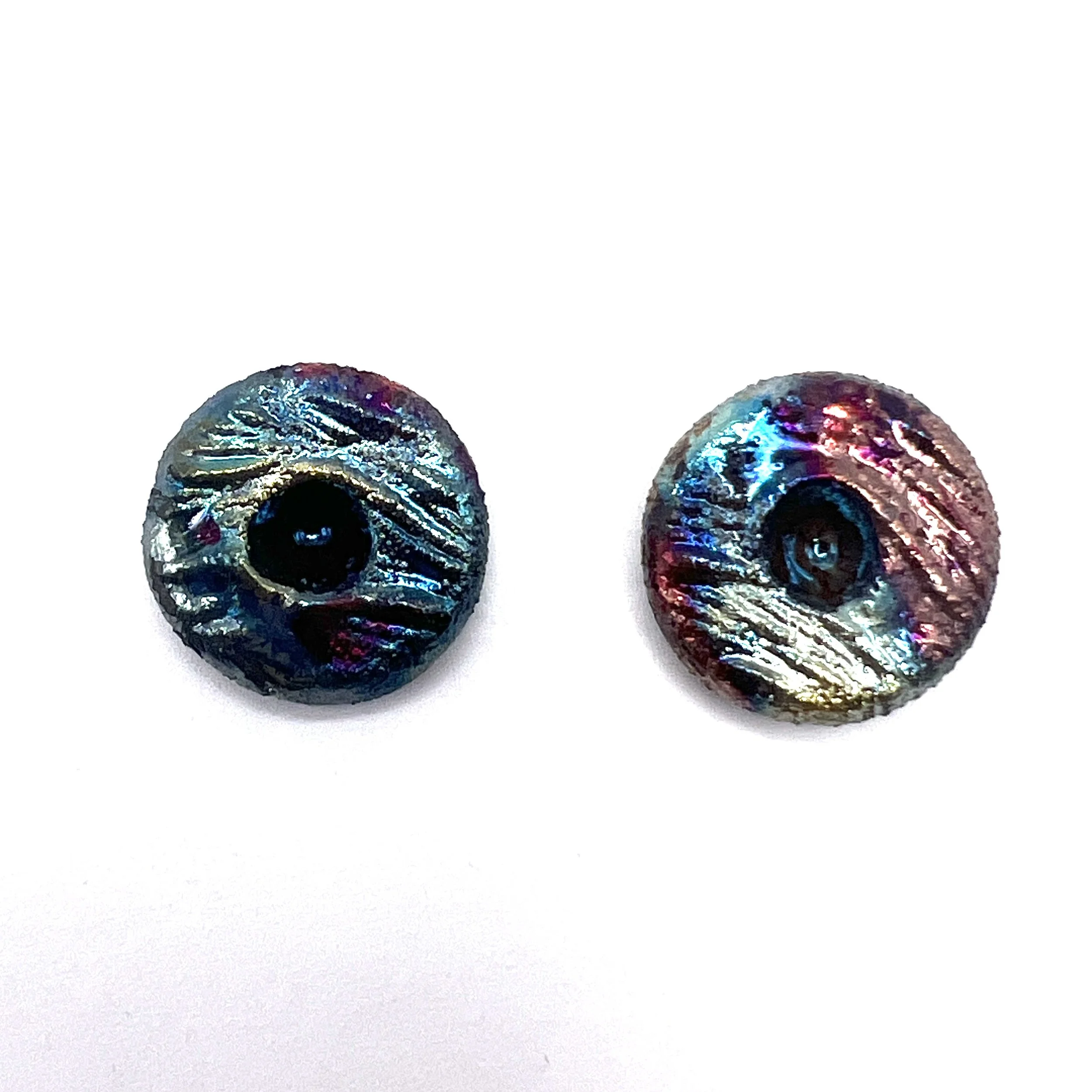 Set of 2 Round Raku Cabochons Ceramic Pottery Jewelry Supplies Handmade by MAKUstudio MAKU raku