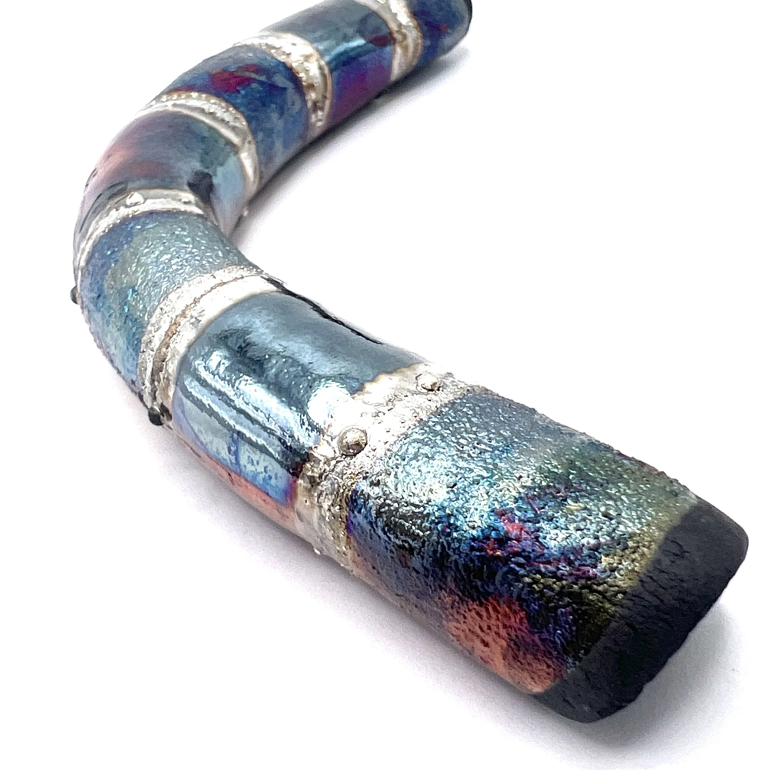 Large Colorful Raku Ceramic Tube Bead Jewelry Supply Handmade by MAKUstudio