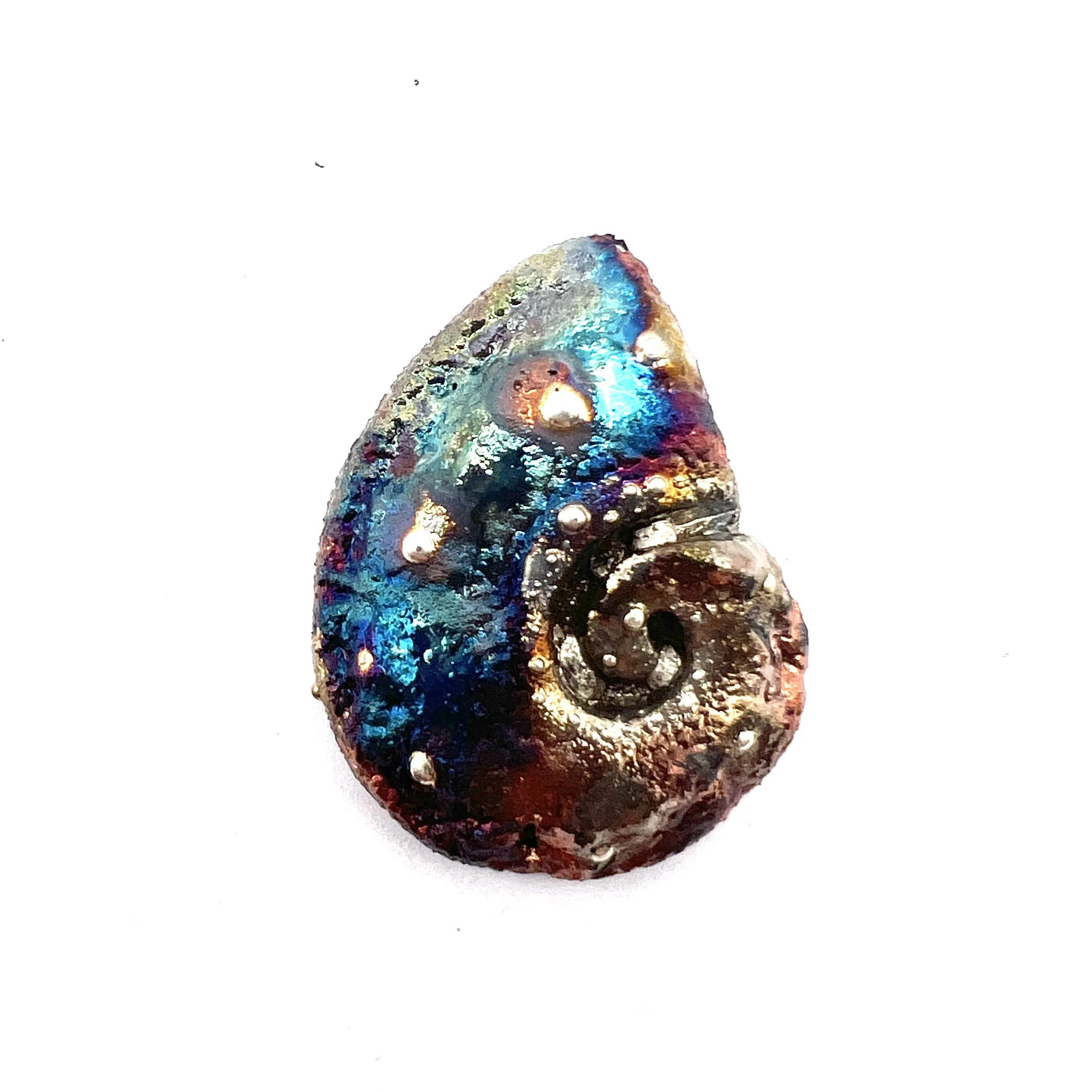 Ammonite Shell Raku Cabochon Jewelry Supply Handmade by MAKUstudio MAKU raku