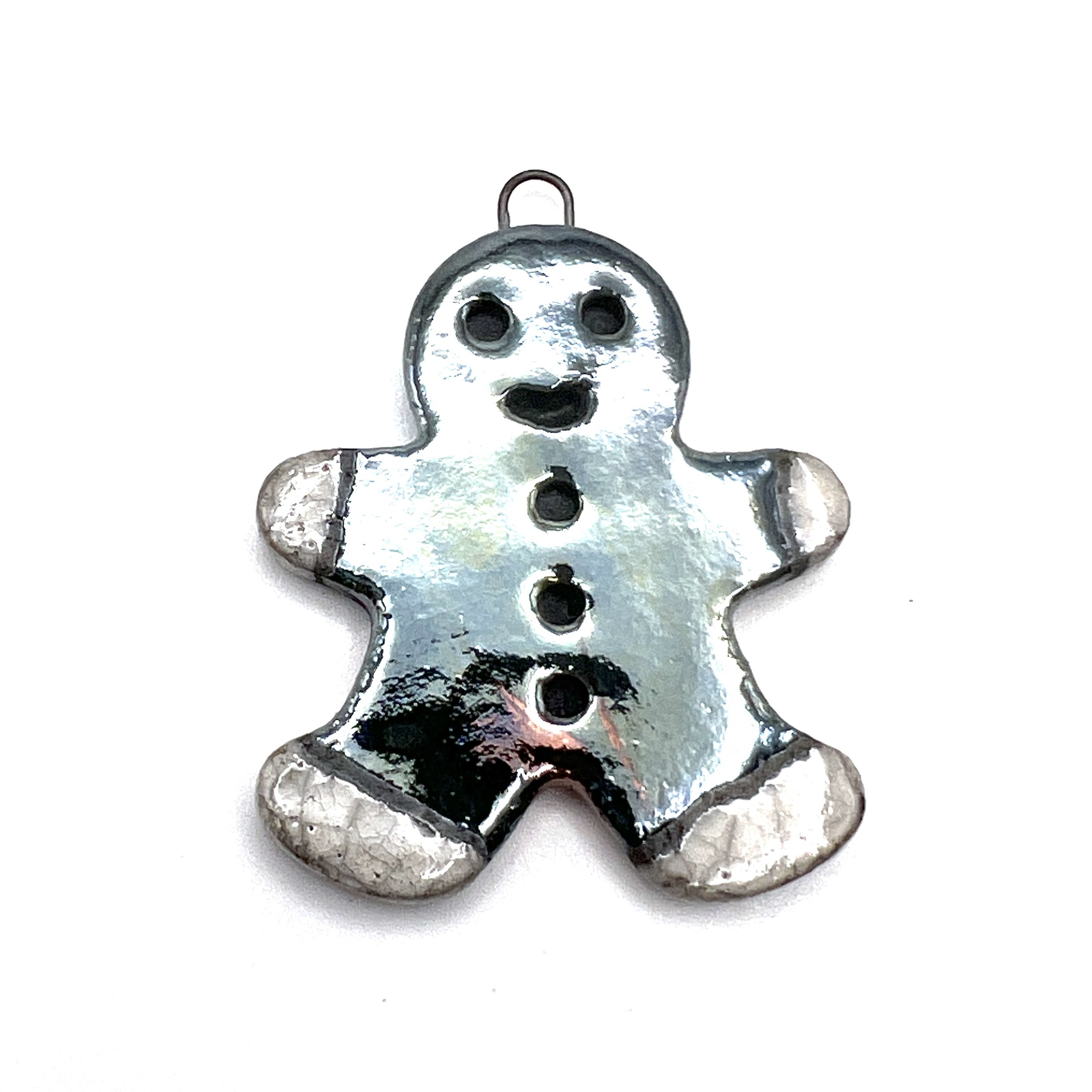 Gingerbread Man Ornament or Pendant Ceramic Jewelry Supply Handmade by MAKUstudio MAKU raku