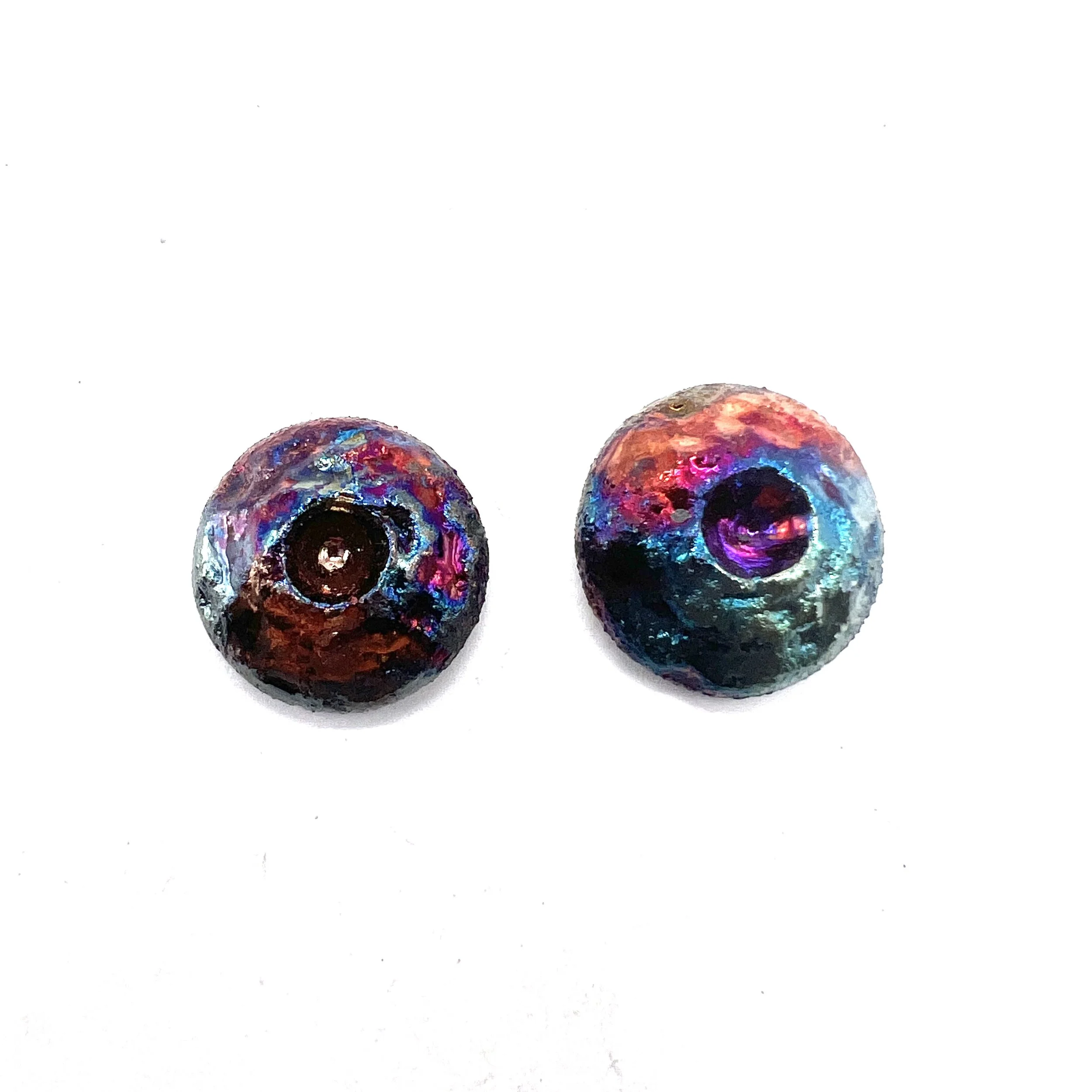 Set of 2 Round Raku Cabochons Ceramic Pottery Jewelry Supplies Handmade by MAKUstudio MAKU raku