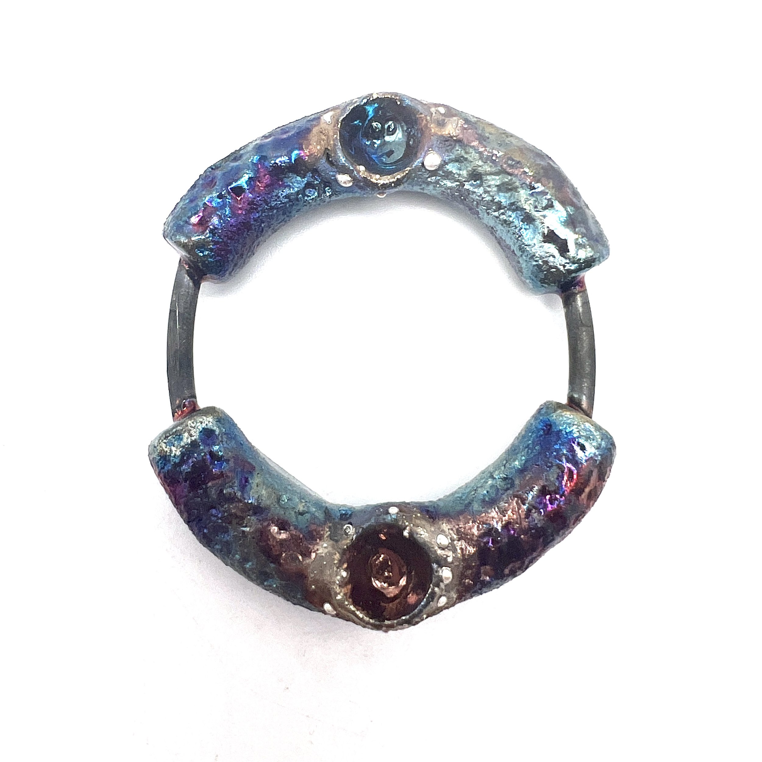 Large Circular Connected Tube Raku Ceramic Pottery Pendant Raku Jewelry Bead Supply Handmade by MAKUstudio MAKU raku