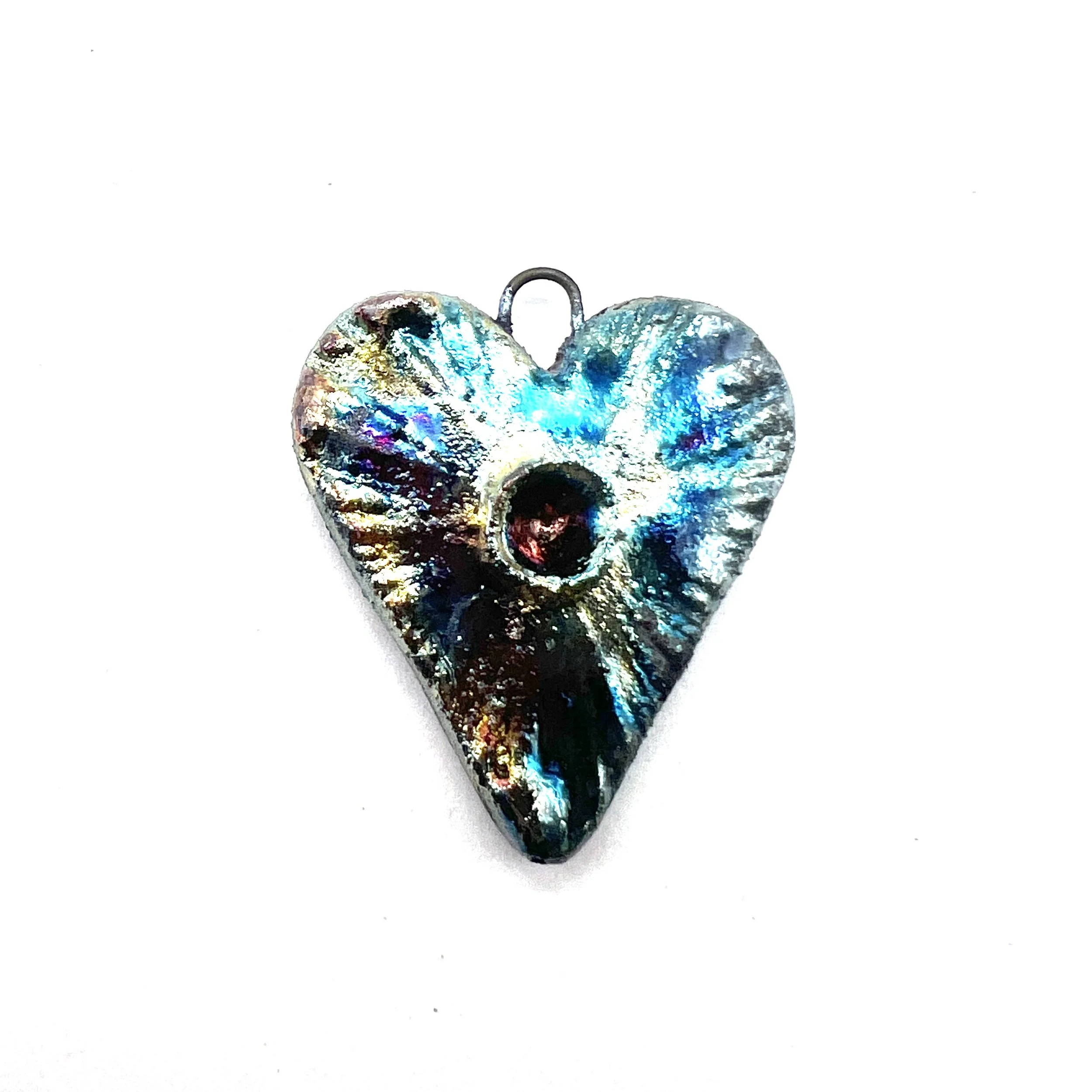 Raku Heart Pendant Ceramic Jewelry Supply Handmade by MAKUstudio MAKU raku
