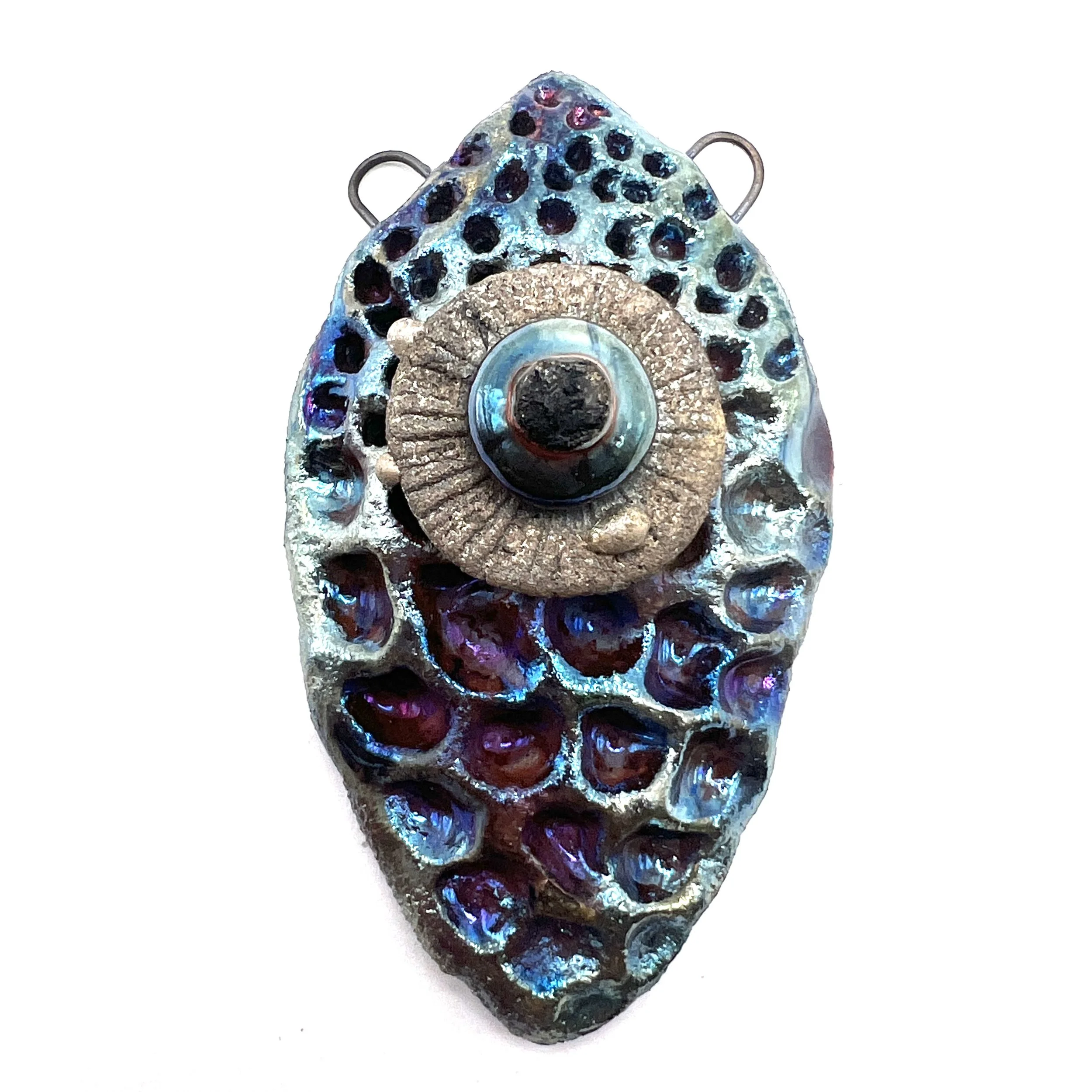 Crater Connector Pendant MAKU raku Jewelry Supplies MAKUstudio