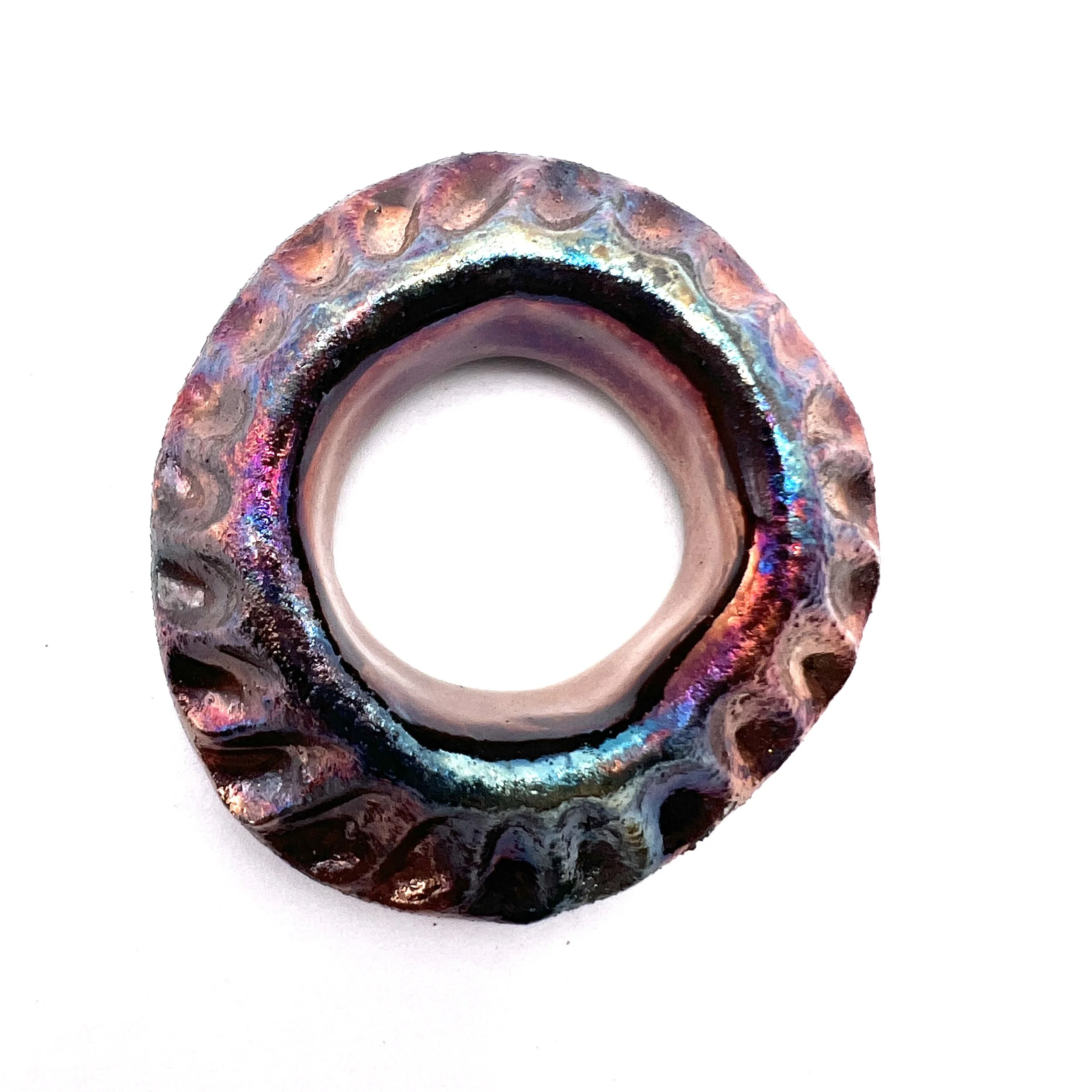 Raku Donut Cabochon or Pendant Ceramic Jewelry Supply by MAKUstudio MAKU raku