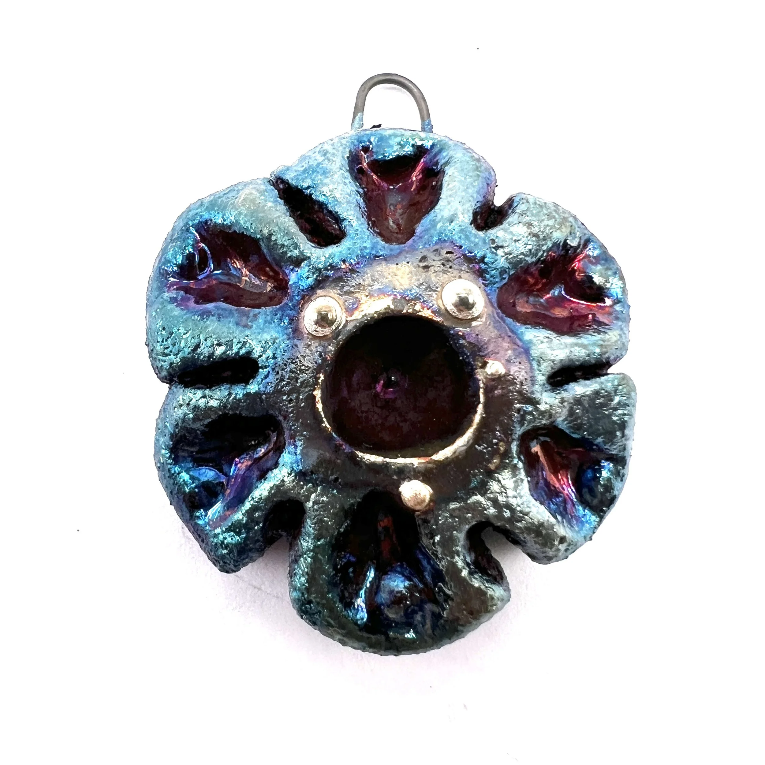Flower Raku Ceramic Pendant Raku Jewelry Supply Handmade by  MAKUstudio MAKU raku