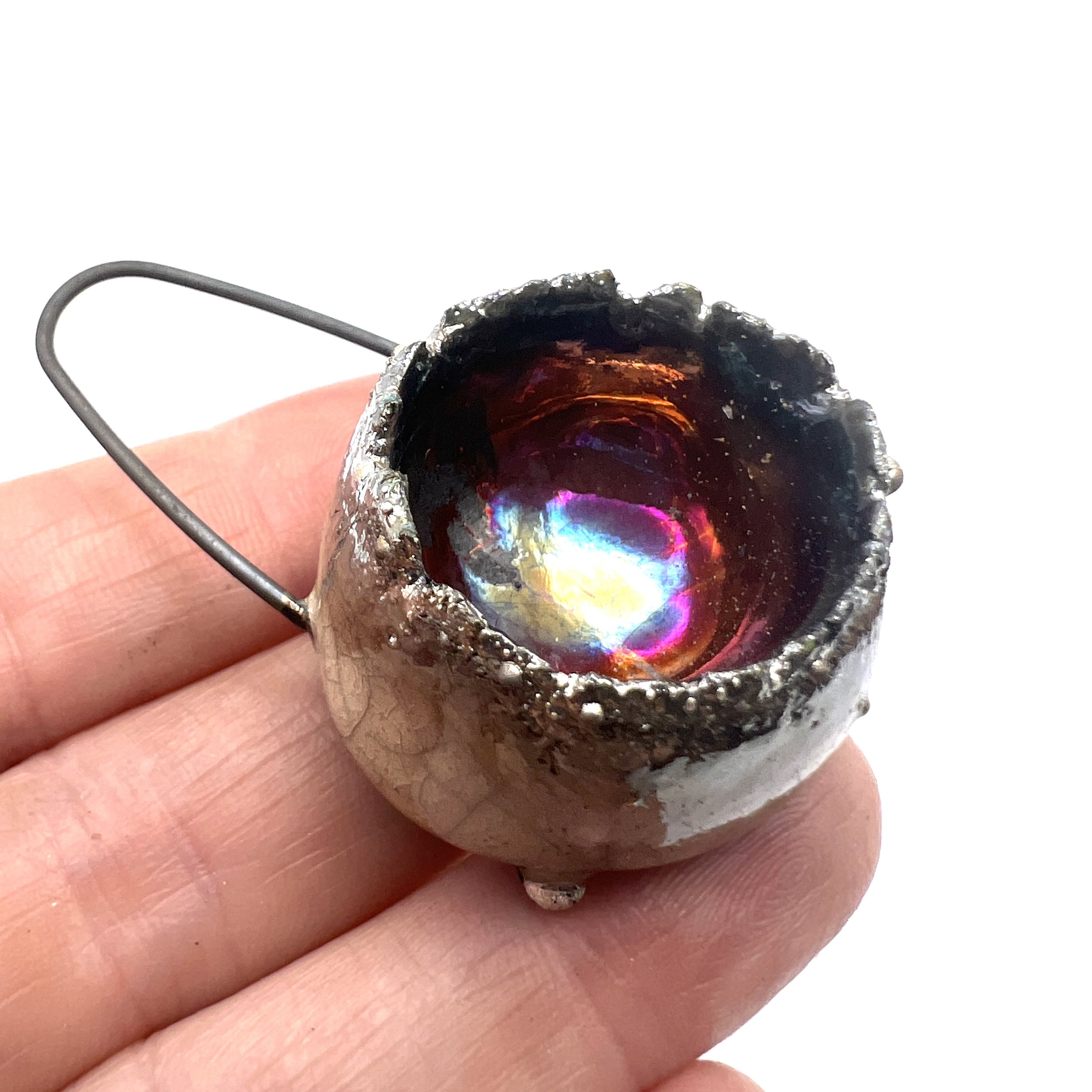 Large Raku Pod Pendant Ceramic Jewelry Supply Handmade by MAKUstudio MAKU raku