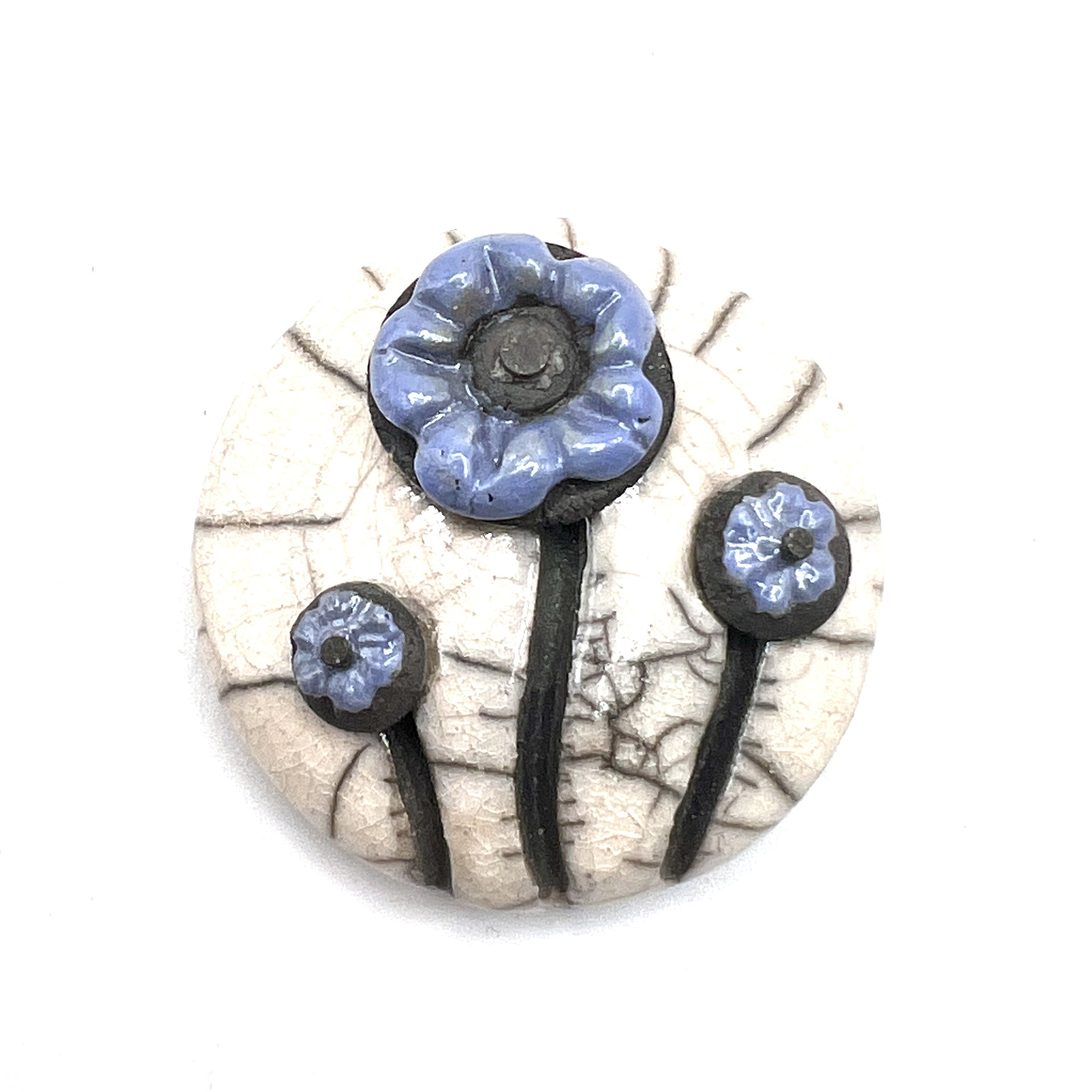 Periwinkle Flower Raku Cabochon Ceramic Jewelry Supplies Handmade by MAKUstudio