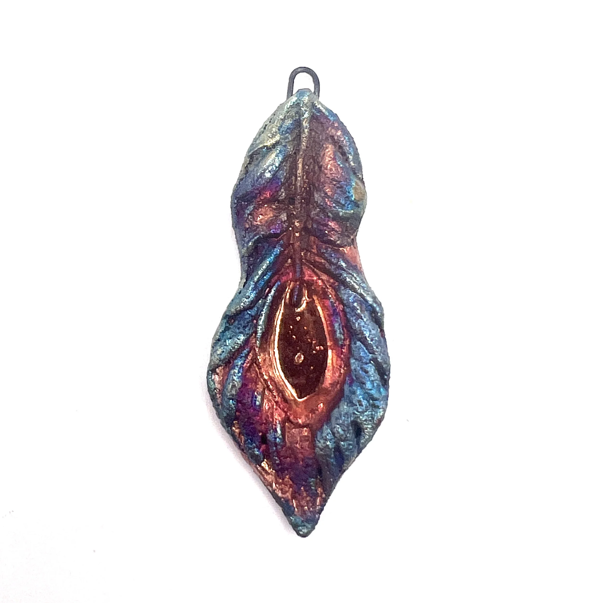 Peacock Feather or Leaf Raku Pendant Jewelry Supply Handmade by MAKUstudio MAKU raku