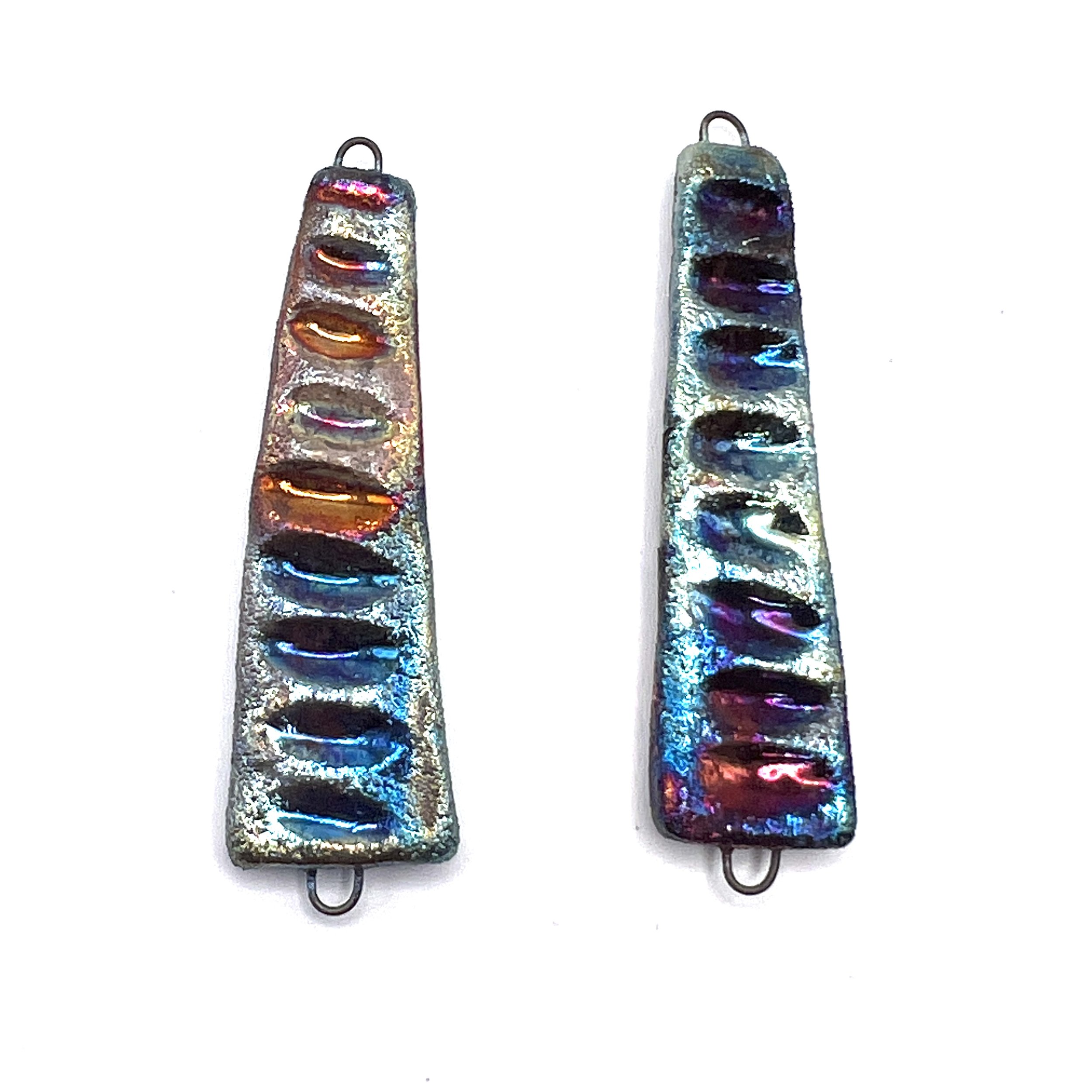 Set of 2 Earring Components Connectors or Pendants Jewelry Supply Handmade by MAKUstudio MAKU raku