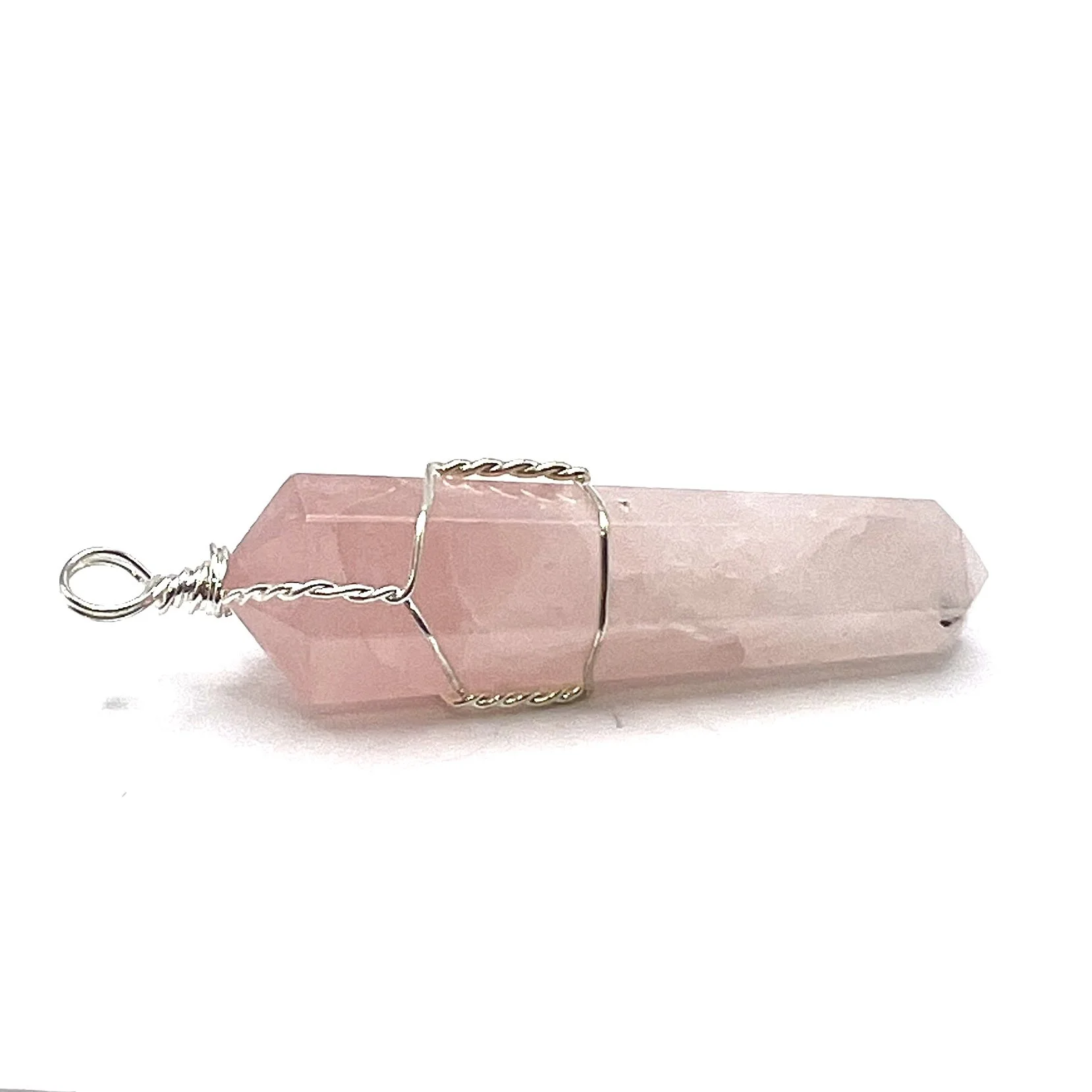 Wire Wrapped Rose Quartz Pendant Crystal Reiki Healing Gemstone Dowsing Divination Chakra Supplies by MAKUstudio MAKU raku