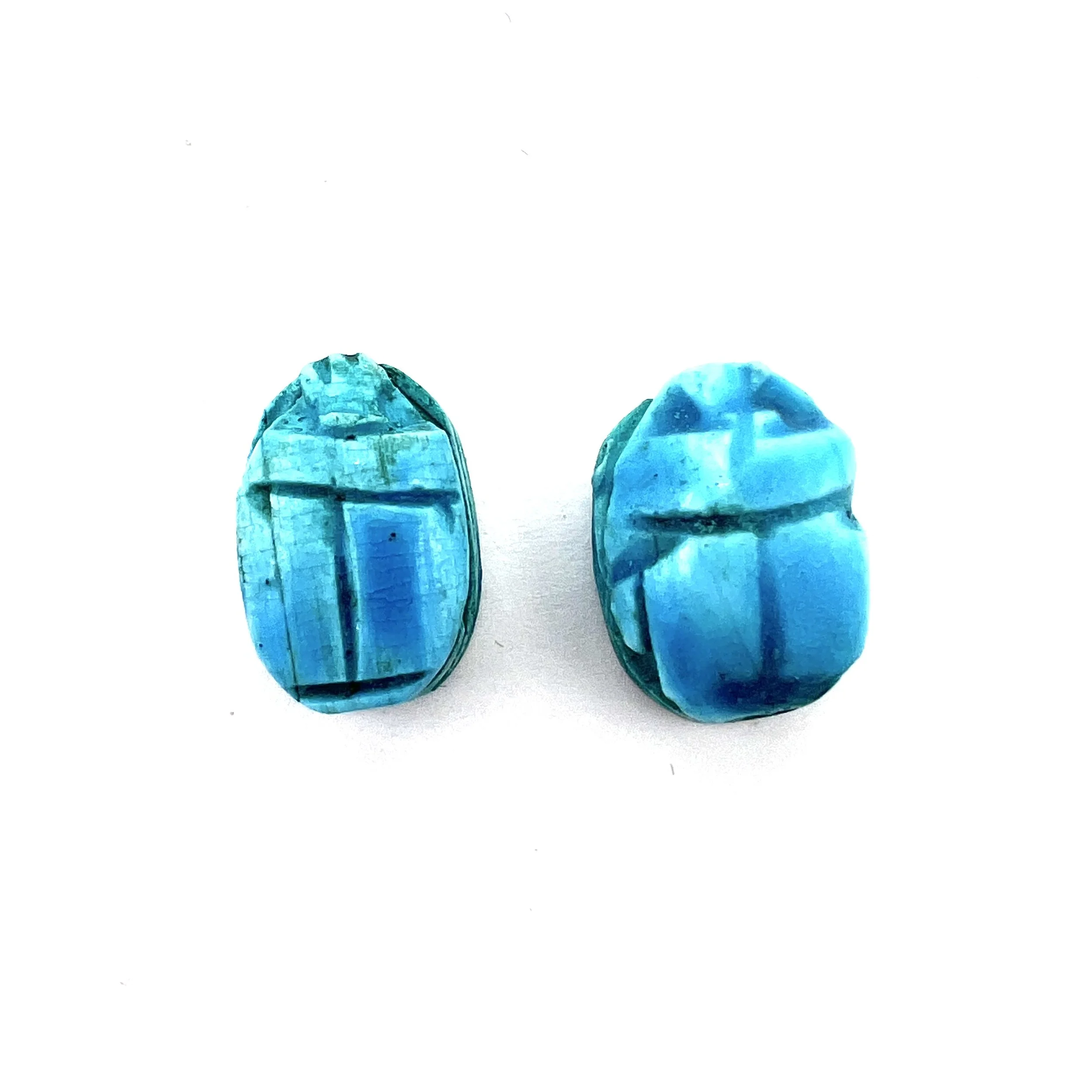 Set of 2 Turquoise Blue Colored Egyptian Scarab Beads with Vertical Hole Jewelry Supplies MAKUstudio MAKU raku