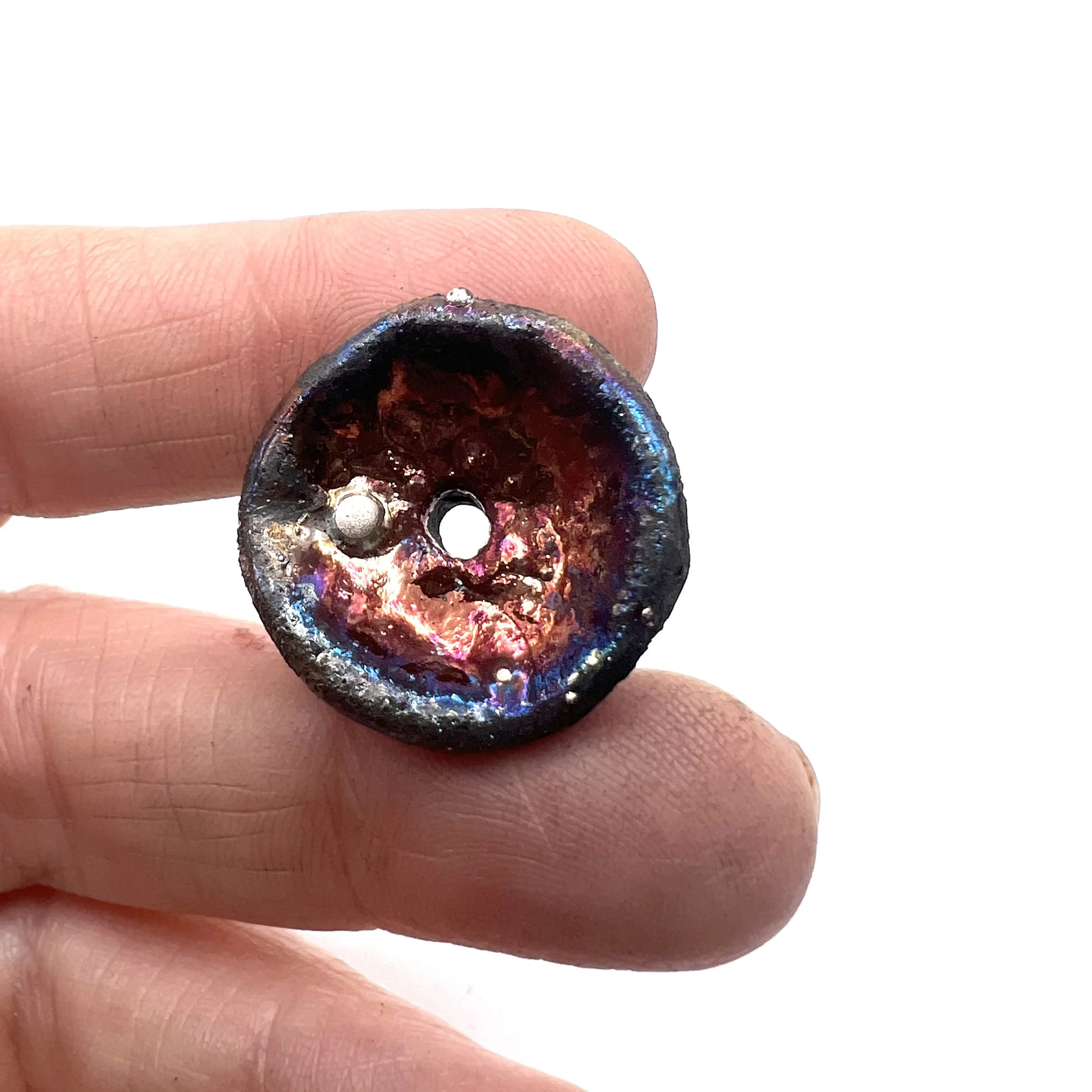 Concave Raku Bead or Cabochon Jewelry Supply Handmade by MAKUstudio MAKU raku