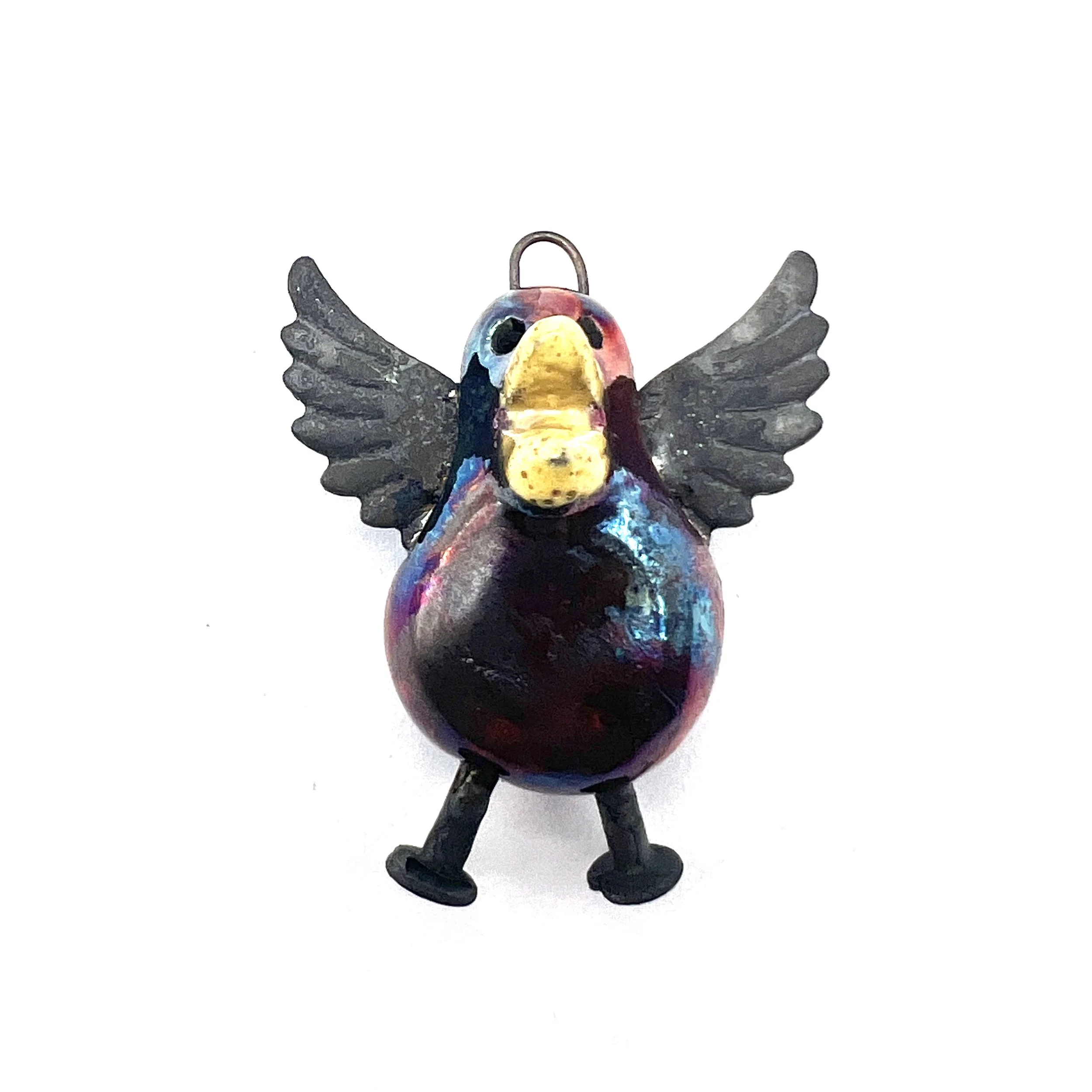 Raku Bird Bird with Legs Ceramic Pendant Raku Jewelry Supplies Handmade by MAKUstudio MAKU raku